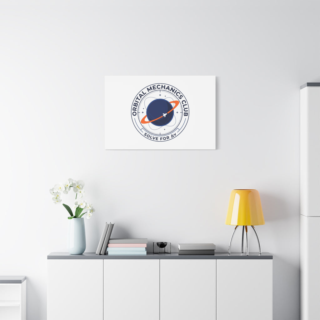Orbital Mechanics Club Mission Patch Canvas – Space Rocket Wall Art | Astronaut & STEM Decor | Science Aesthetic Canvas