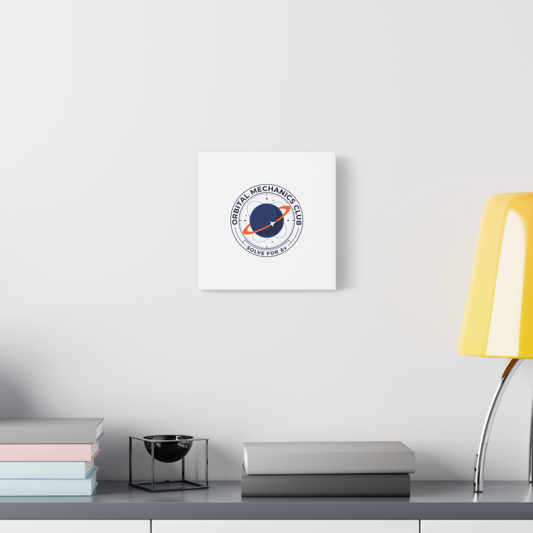 Orbital Mechanics Club Mission Patch Canvas – Space Rocket Wall Art | Astronaut & STEM Decor | Science Aesthetic Canvas