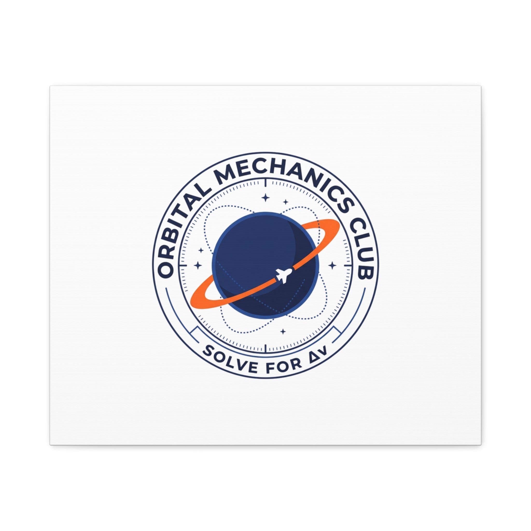 Orbital Mechanics Club Mission Patch Canvas – Space Rocket Wall Art | Astronaut & STEM Decor | Science Aesthetic Canvas