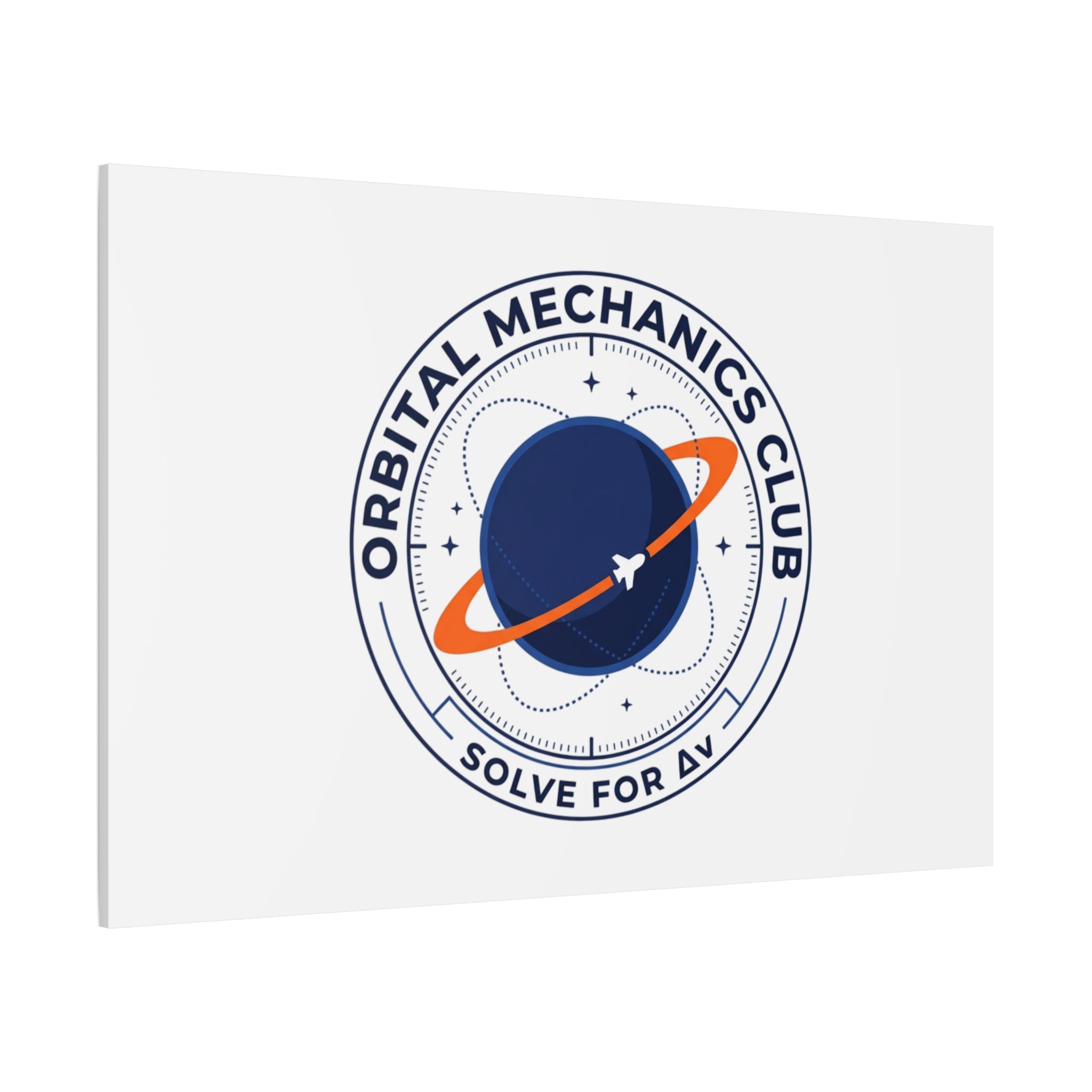 Orbital Mechanics Club Mission Patch Canvas – Space Rocket Wall Art | Astronaut & STEM Decor | Science Aesthetic Canvas