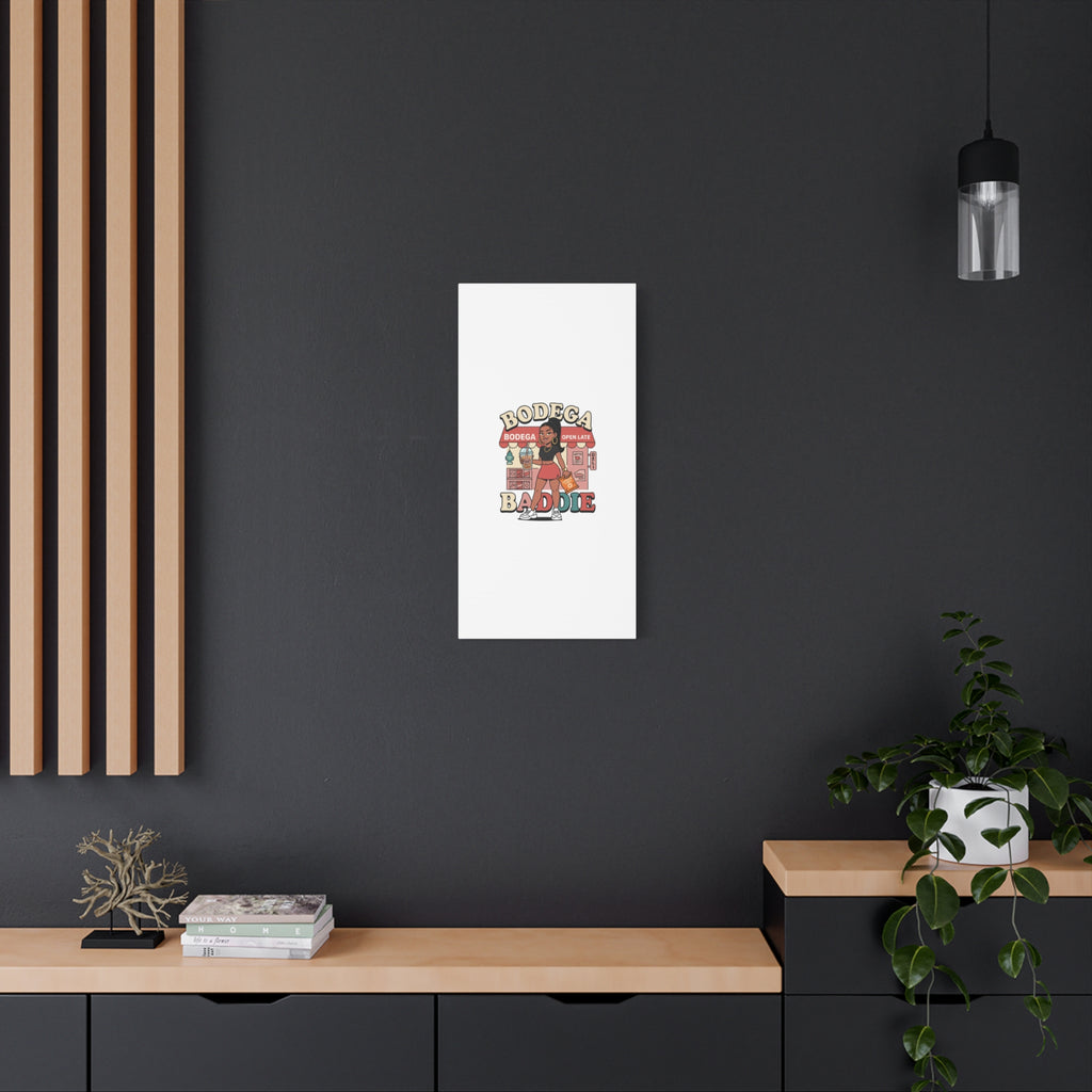 Bodega Baddie Matte Canvas Wall Art – NYC Y2K Aesthetic | Spanglish Deli Vibe | Streetwear Inspired Stretched Canvas