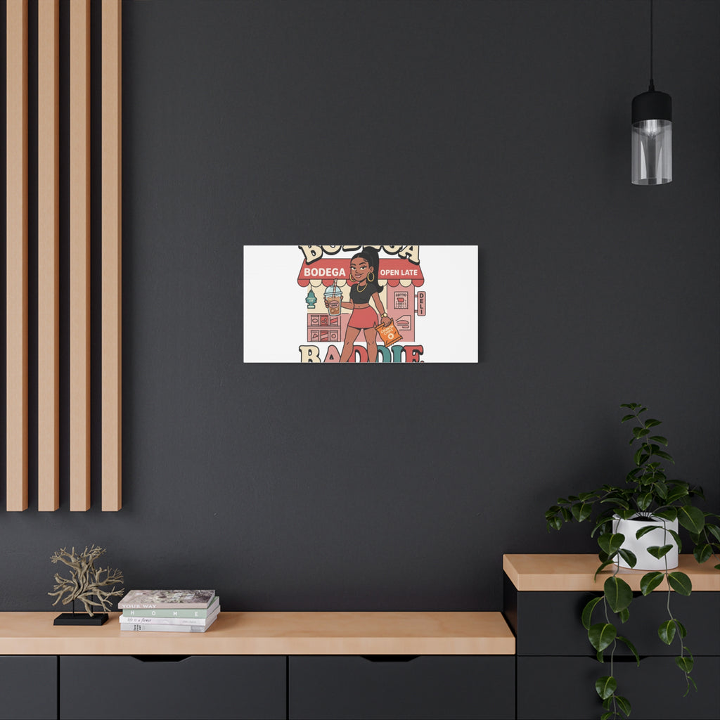 Bodega Baddie Matte Canvas Wall Art – NYC Y2K Aesthetic | Spanglish Deli Vibe | Streetwear Inspired Stretched Canvas