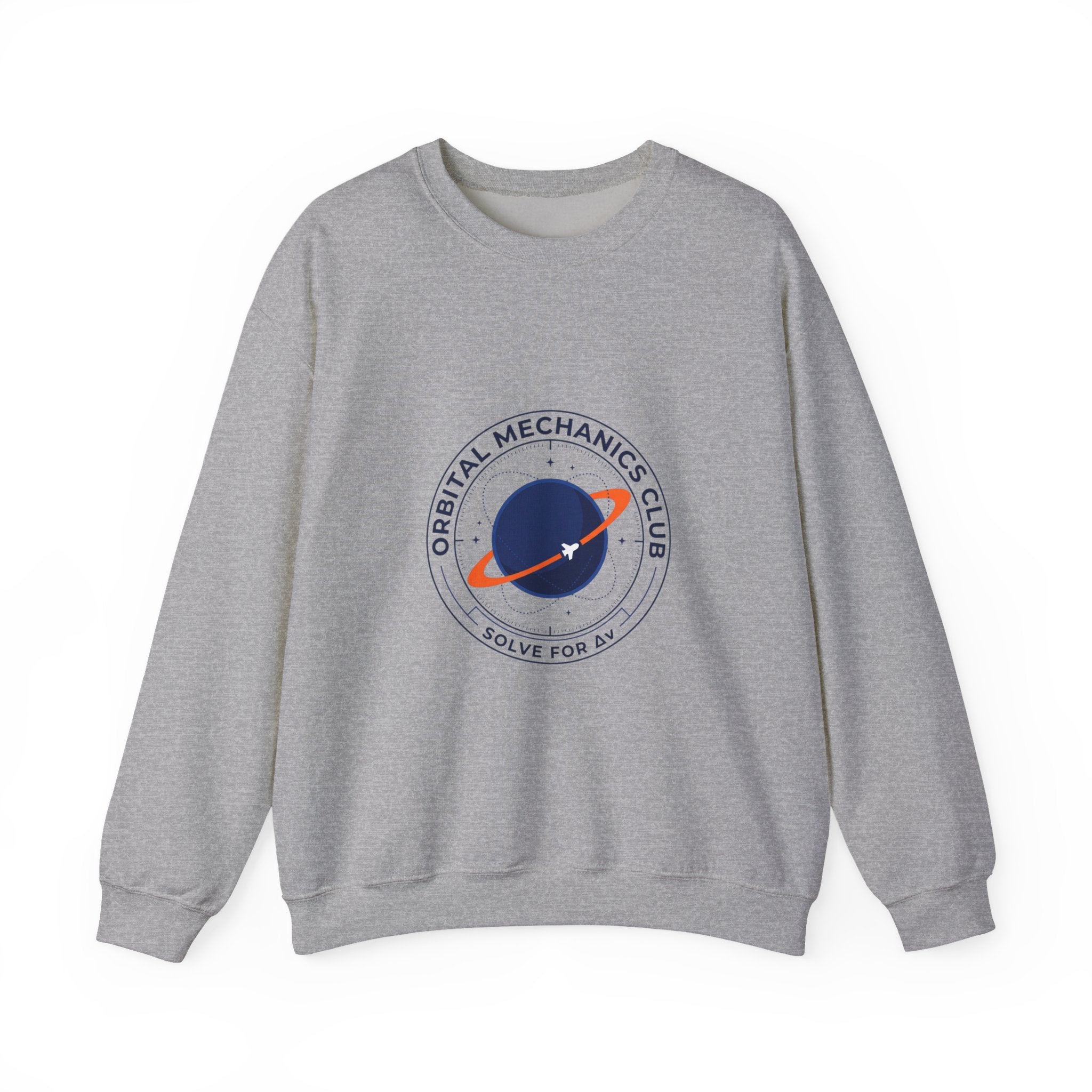 Orbital Mechanics Club Crewneck Sweatshirt – Space Mission Patch Pullover | Astronomy & Science Graphic | STEM Apparel