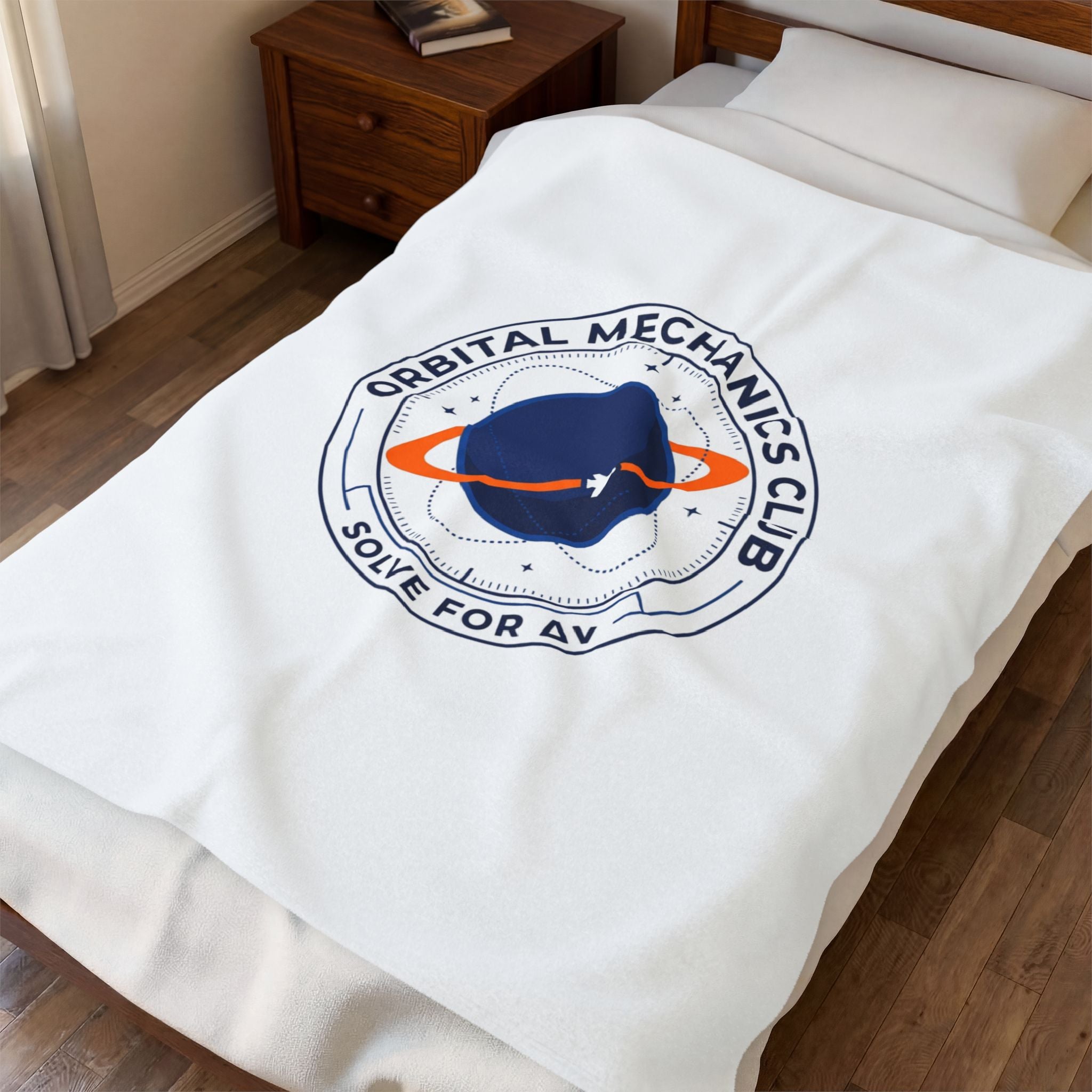 Orbital Mechanics Club Mission Patch Blanket – Space Rocket Throw | STEM & Astronomy Aesthetic | Soft Cozy Science Blanket