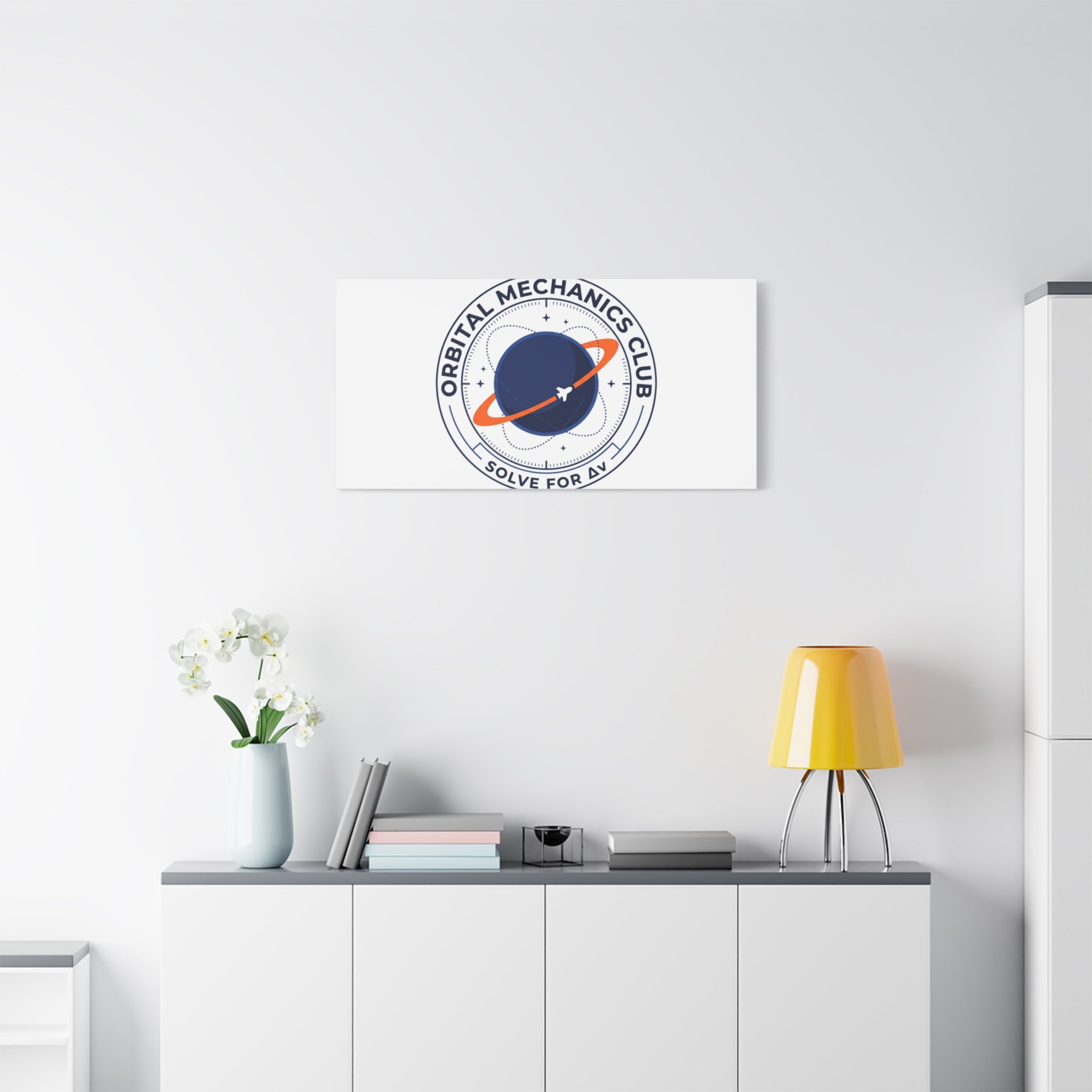 Orbital Mechanics Club Mission Patch Canvas – Space Rocket Wall Art | Astronaut & STEM Decor | Science Aesthetic Canvas