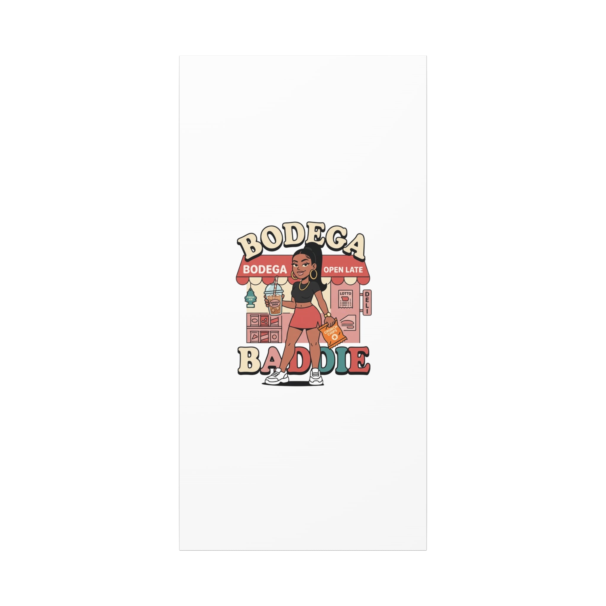 Bodega Baddie Matte Canvas Wall Art – NYC Y2K Aesthetic | Spanglish Deli Vibe | Streetwear Inspired Stretched Canvas