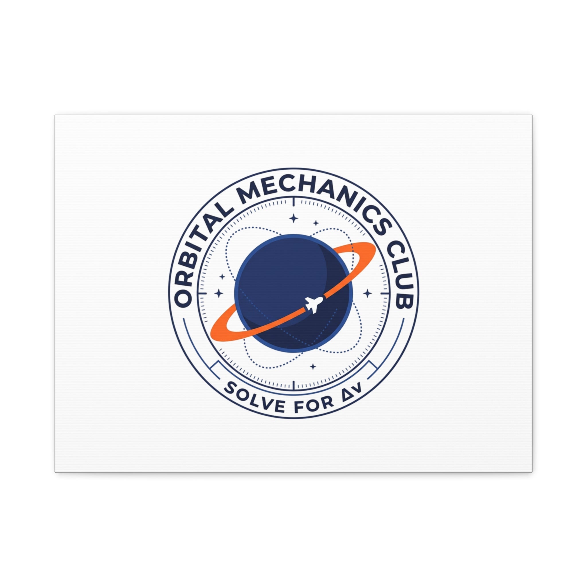 Orbital Mechanics Club Mission Patch Canvas – Space Rocket Wall Art | Astronaut & STEM Decor | Science Aesthetic Canvas