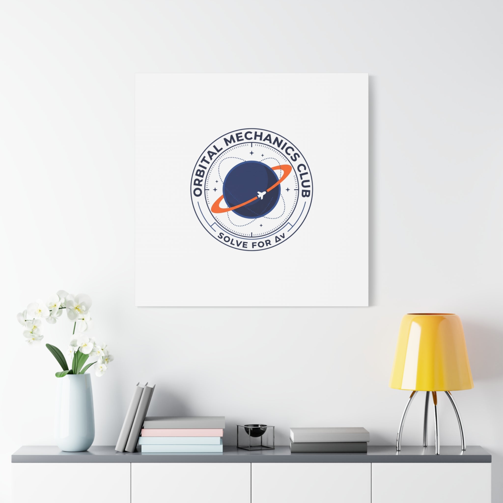 Orbital Mechanics Club Mission Patch Canvas – Space Rocket Wall Art | Astronaut & STEM Decor | Science Aesthetic Canvas