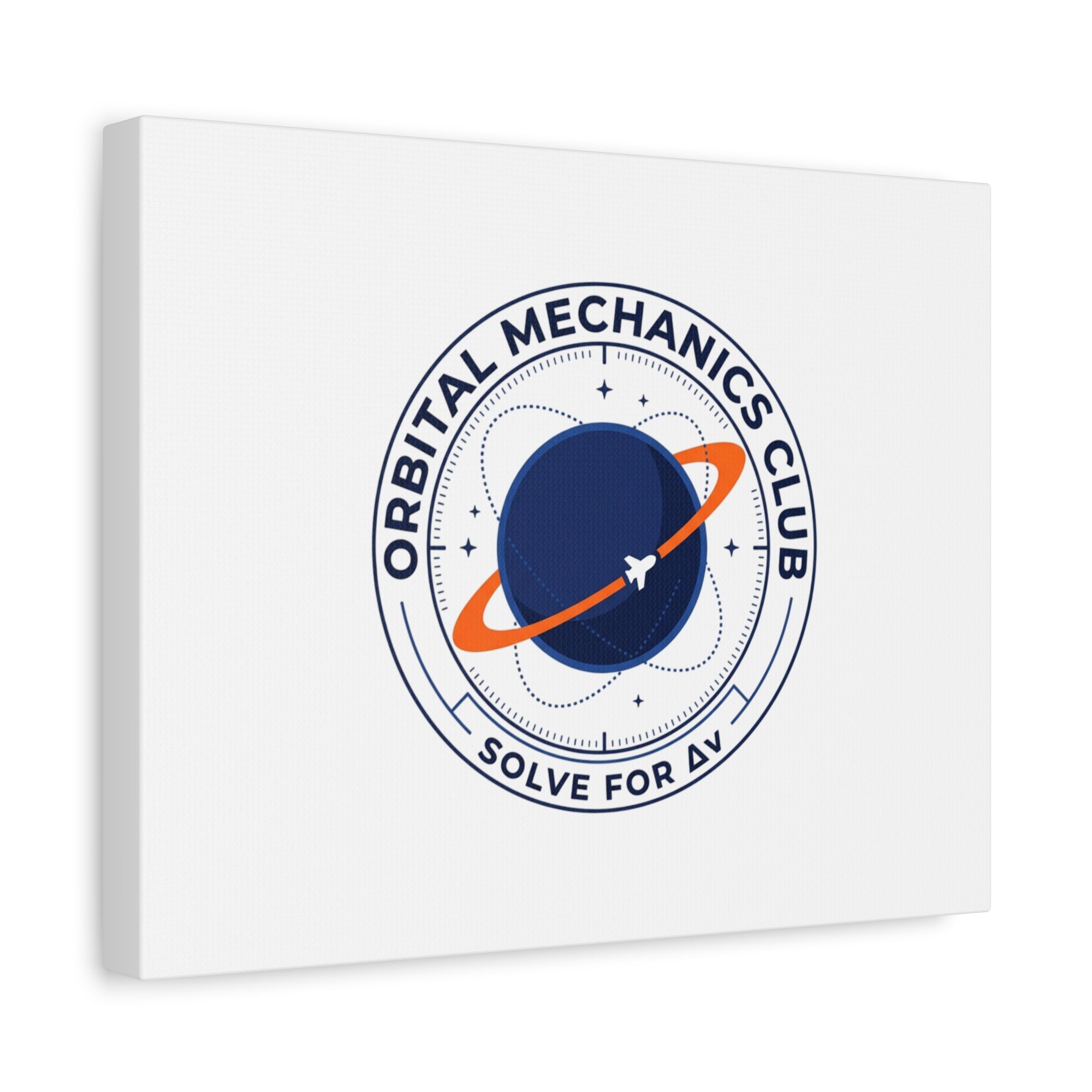 Orbital Mechanics Club Mission Patch Canvas – Space Rocket Wall Art | Astronaut & STEM Decor | Science Aesthetic Canvas