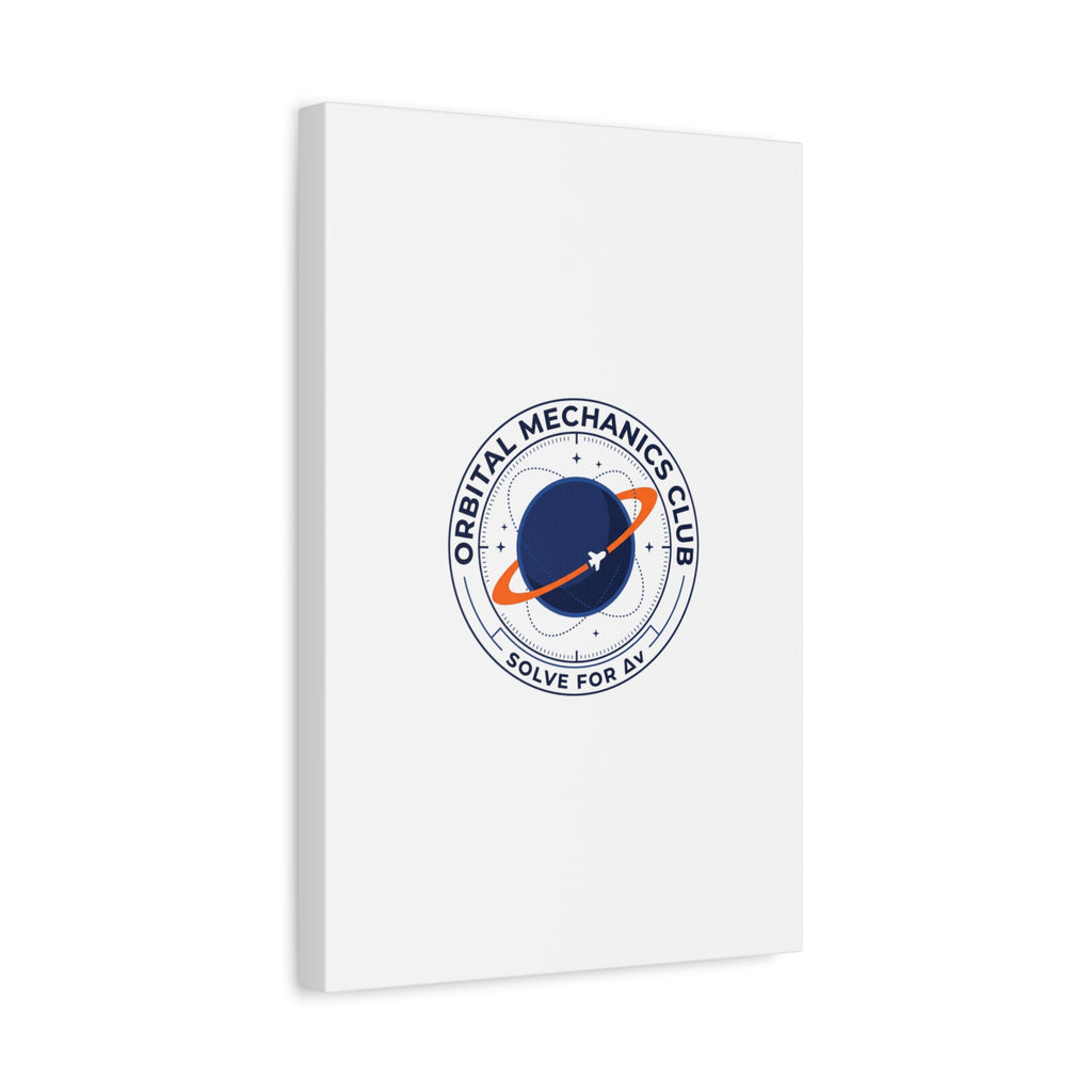 Orbital Mechanics Club Mission Patch Canvas – Space Rocket Wall Art | Astronaut & STEM Decor | Science Aesthetic Canvas