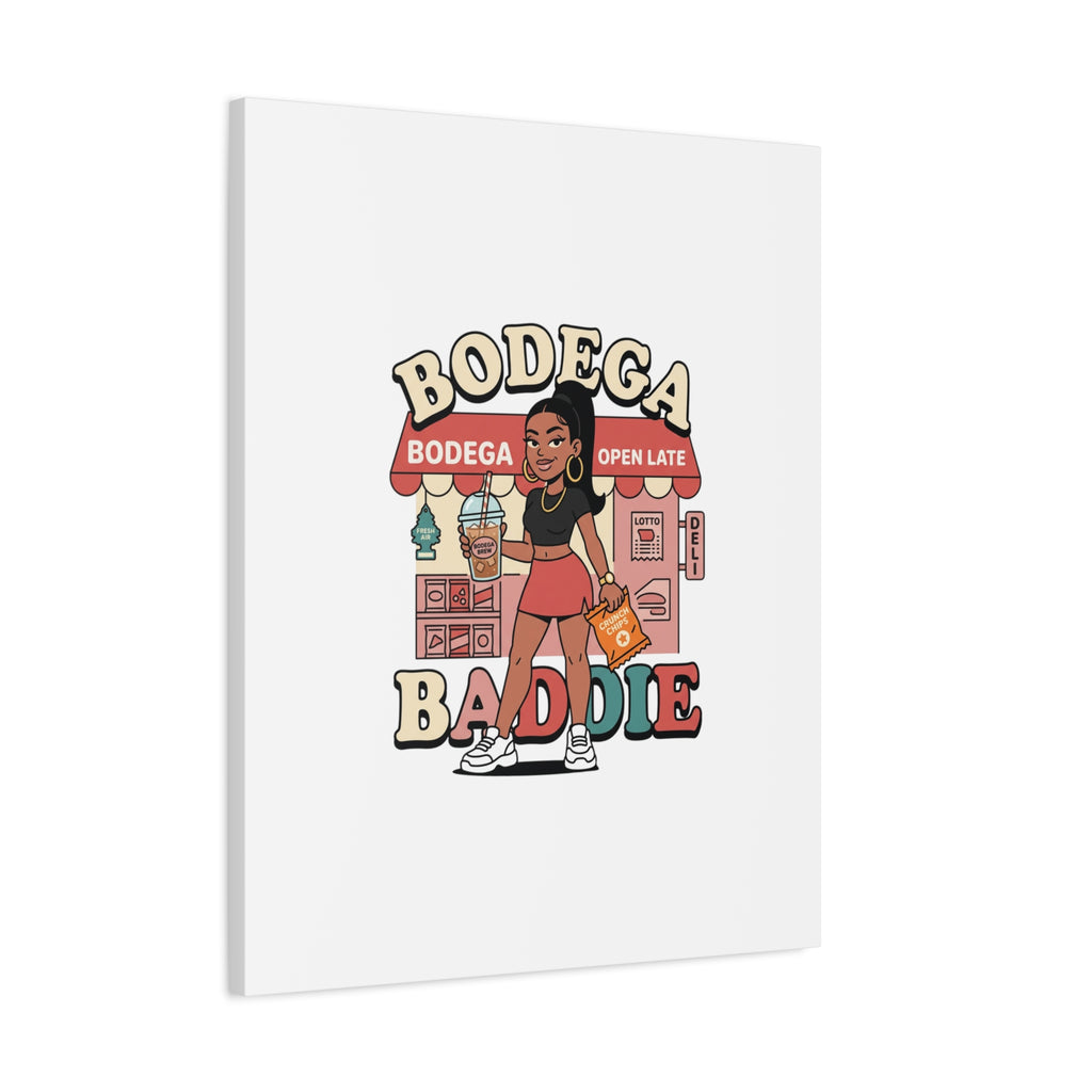 Bodega Baddie Matte Canvas Wall Art – NYC Y2K Aesthetic | Spanglish Deli Vibe | Streetwear Inspired Stretched Canvas