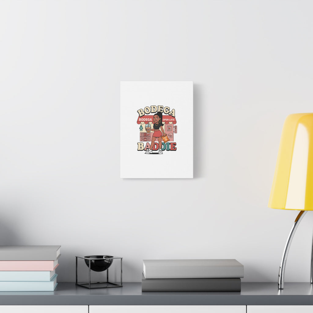 Bodega Baddie Matte Canvas Wall Art – NYC Y2K Aesthetic | Spanglish Deli Vibe | Streetwear Inspired Stretched Canvas