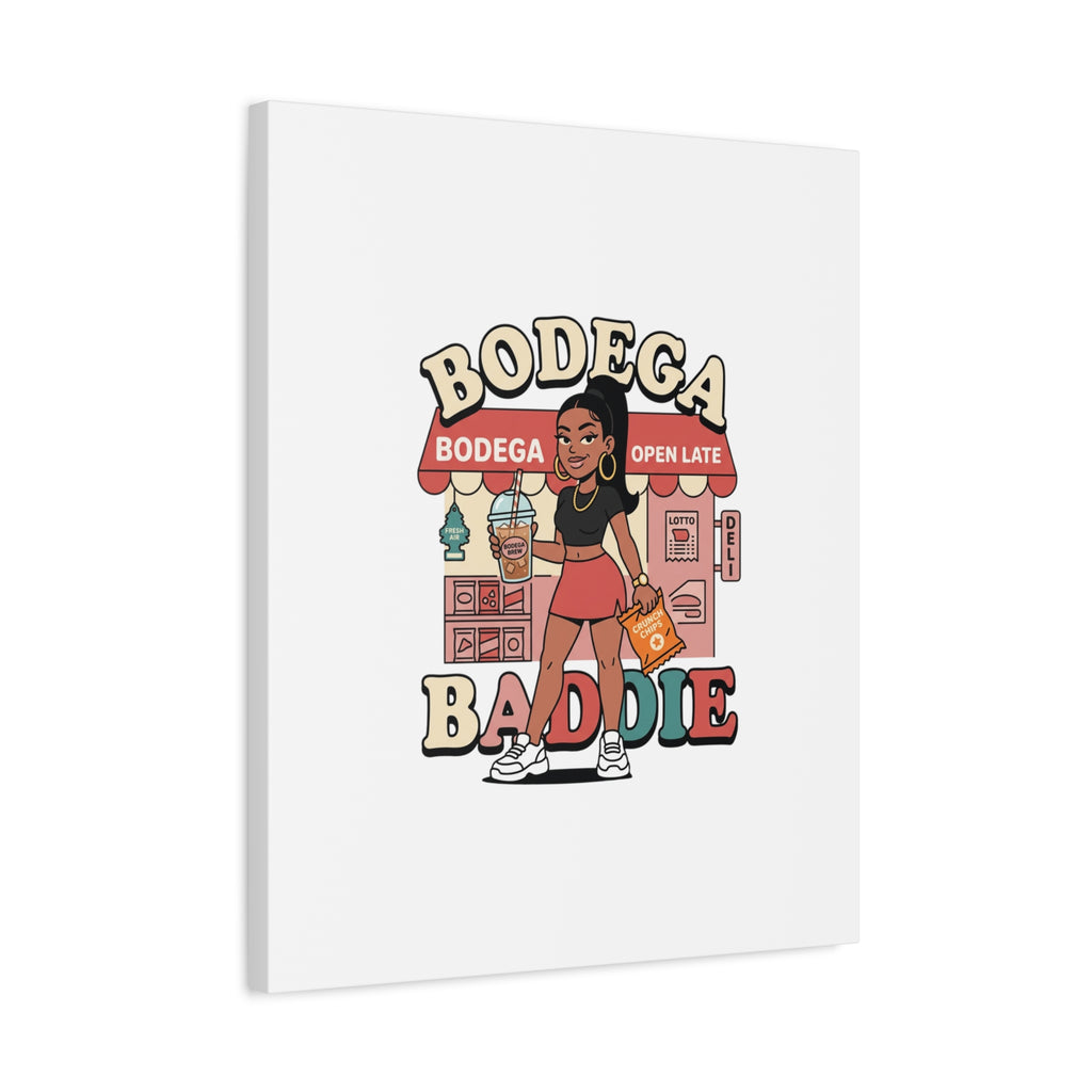 Bodega Baddie Matte Canvas Wall Art – NYC Y2K Aesthetic | Spanglish Deli Vibe | Streetwear Inspired Stretched Canvas