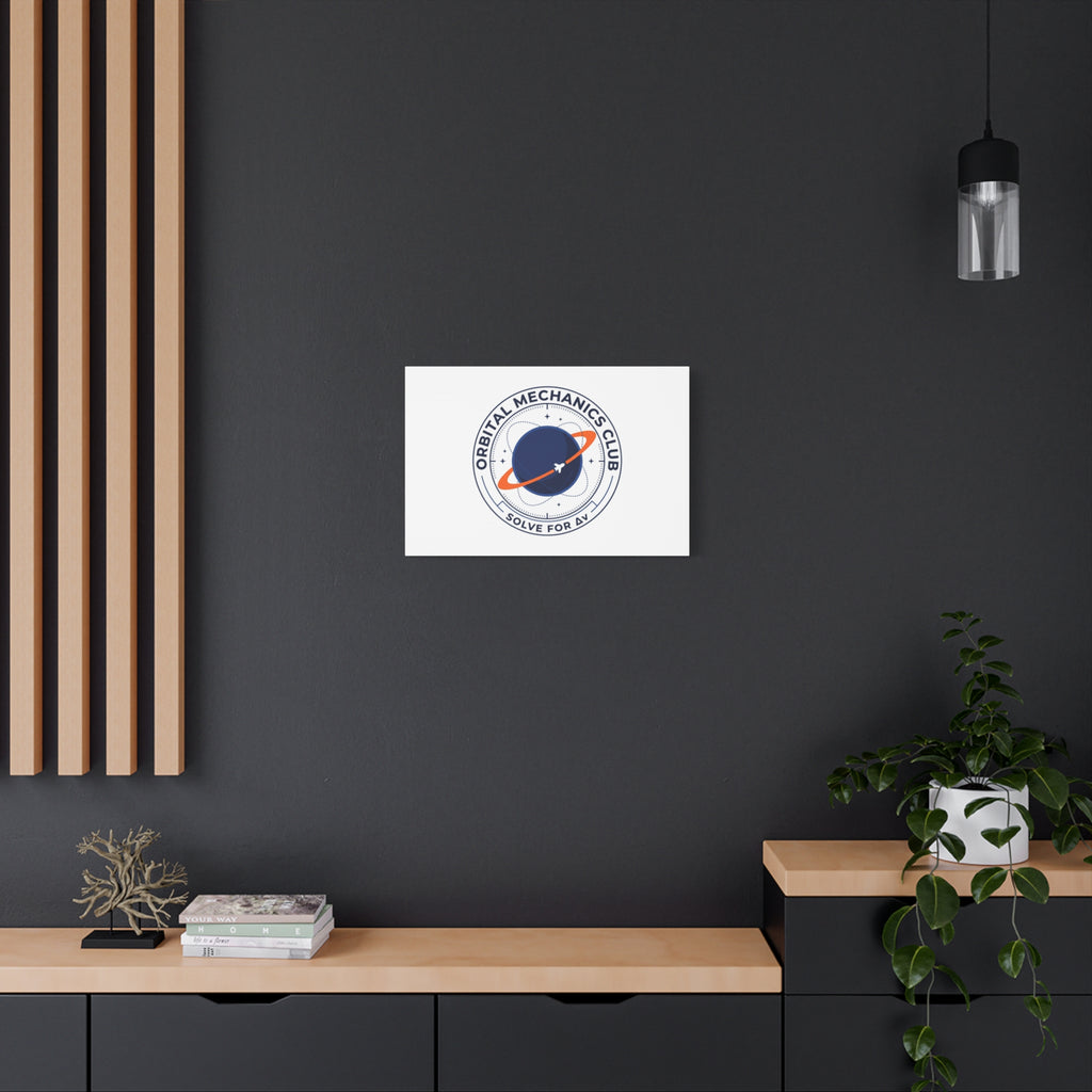 Orbital Mechanics Club Mission Patch Canvas – Space Rocket Wall Art | Astronaut & STEM Decor | Science Aesthetic Canvas