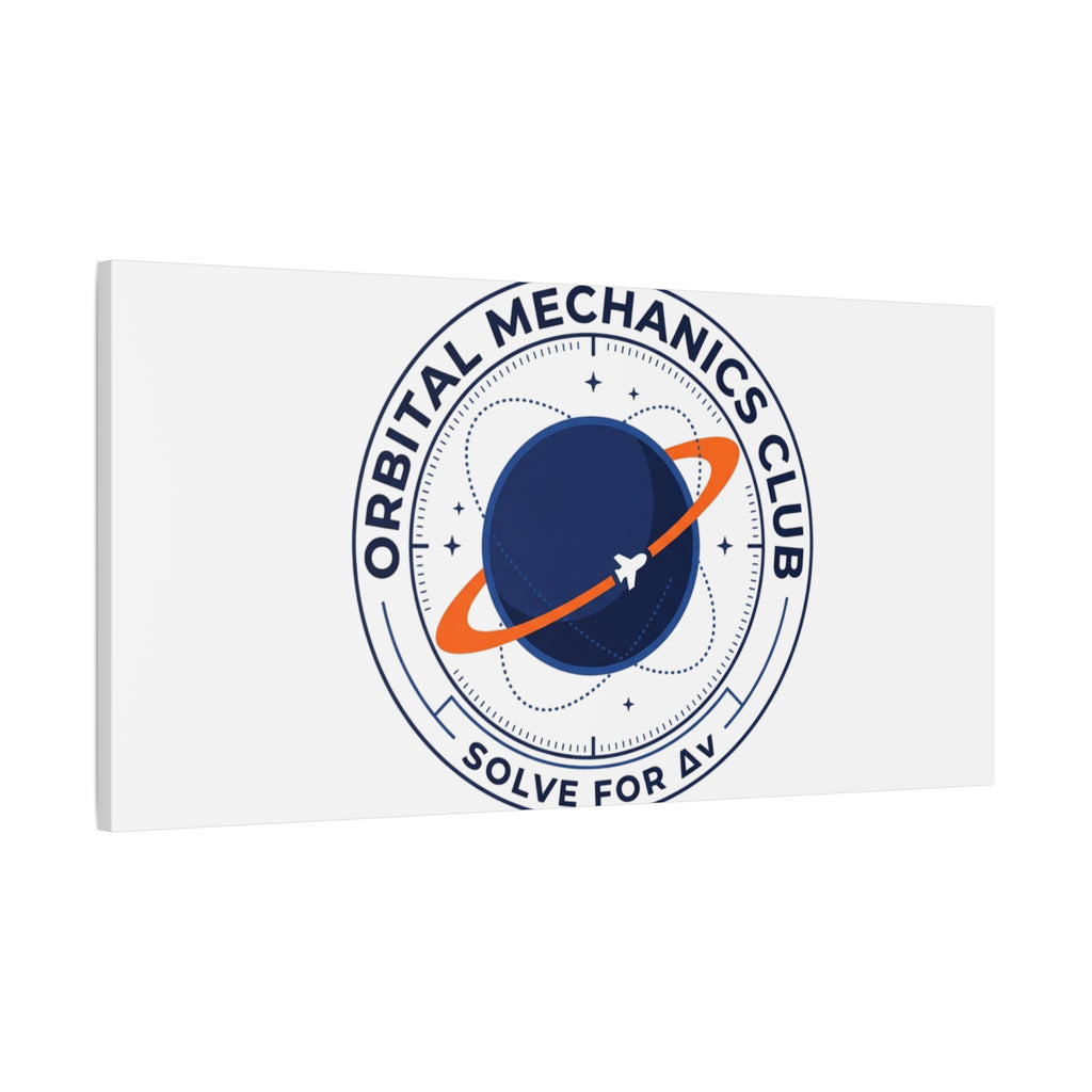 Orbital Mechanics Club Mission Patch Canvas – Space Rocket Wall Art | Astronaut & STEM Decor | Science Aesthetic Canvas