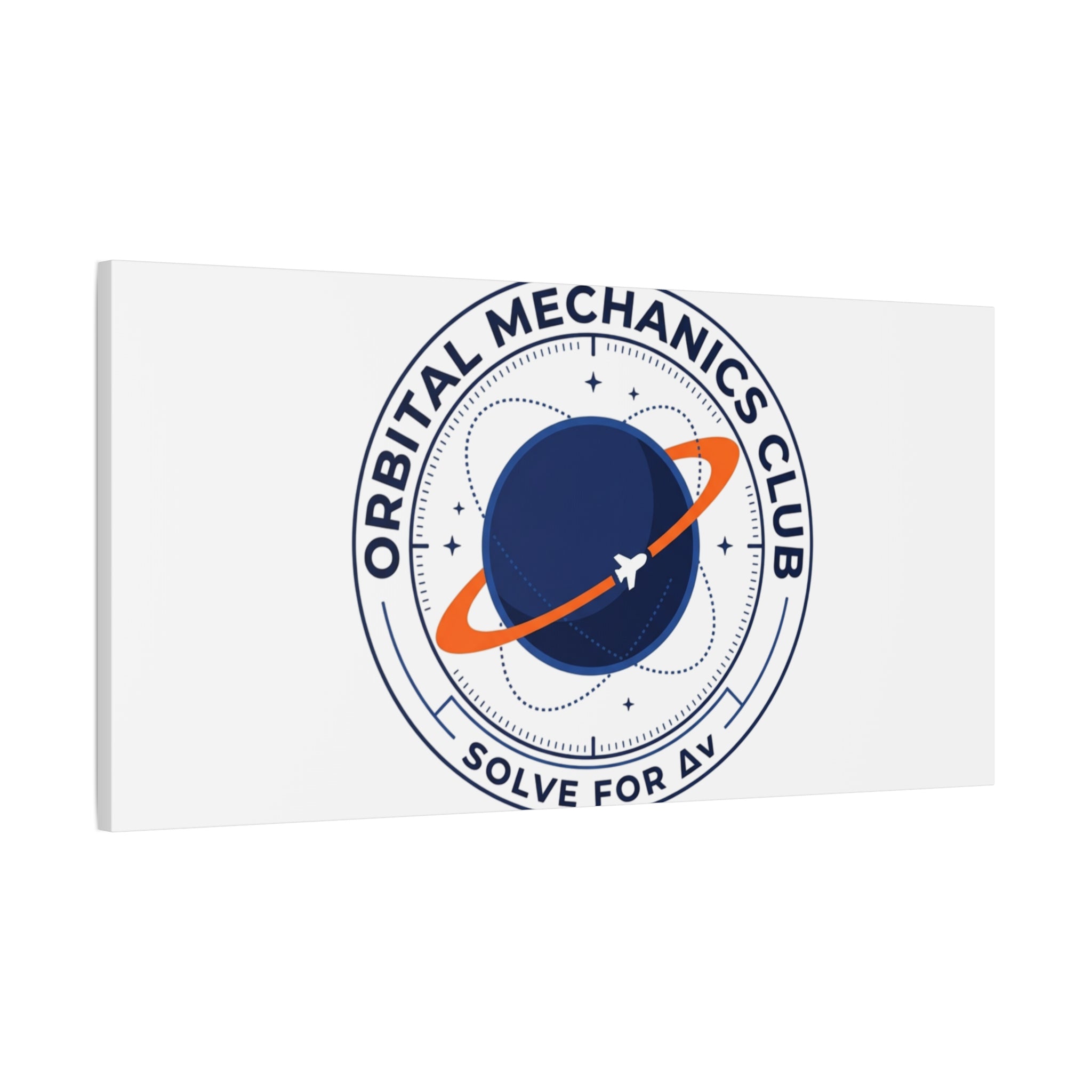 Orbital Mechanics Club Mission Patch Canvas – Space Rocket Wall Art | Astronaut & STEM Decor | Science Aesthetic Canvas