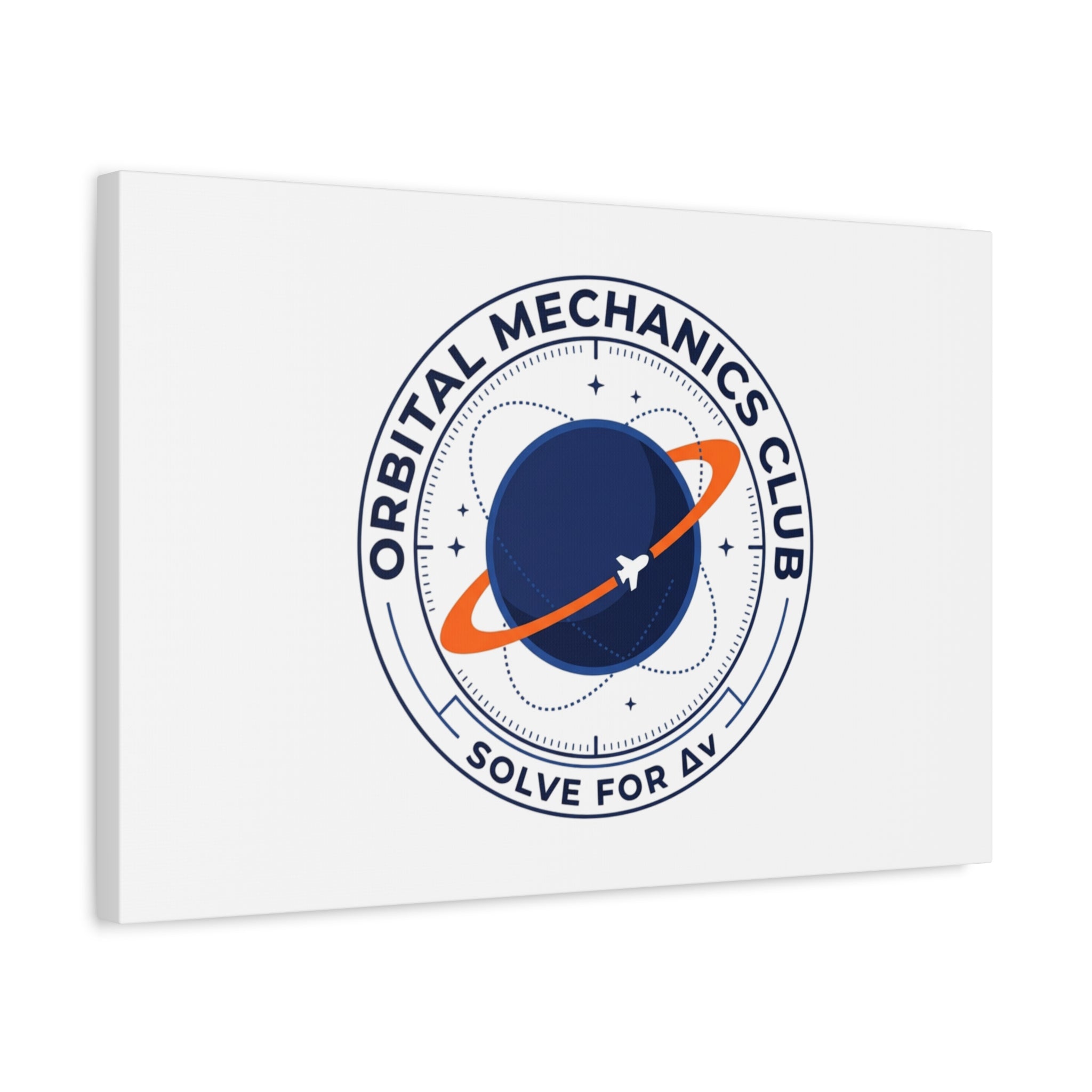 Orbital Mechanics Club Mission Patch Canvas – Space Rocket Wall Art | Astronaut & STEM Decor | Science Aesthetic Canvas