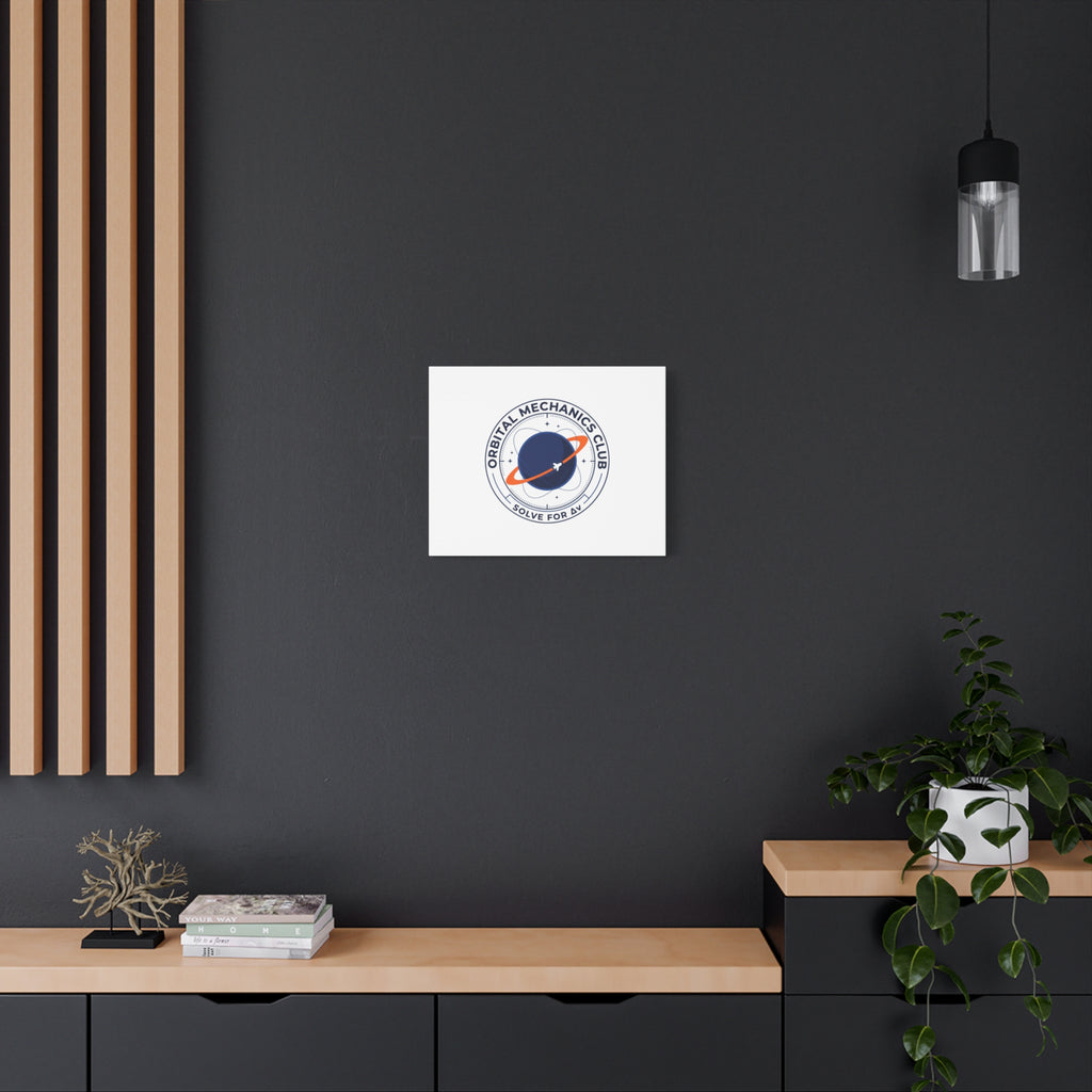 Orbital Mechanics Club Mission Patch Canvas – Space Rocket Wall Art | Astronaut & STEM Decor | Science Aesthetic Canvas