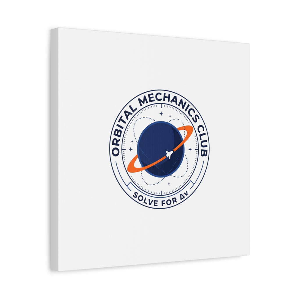Orbital Mechanics Club Mission Patch Canvas – Space Rocket Wall Art | Astronaut & STEM Decor | Science Aesthetic Canvas