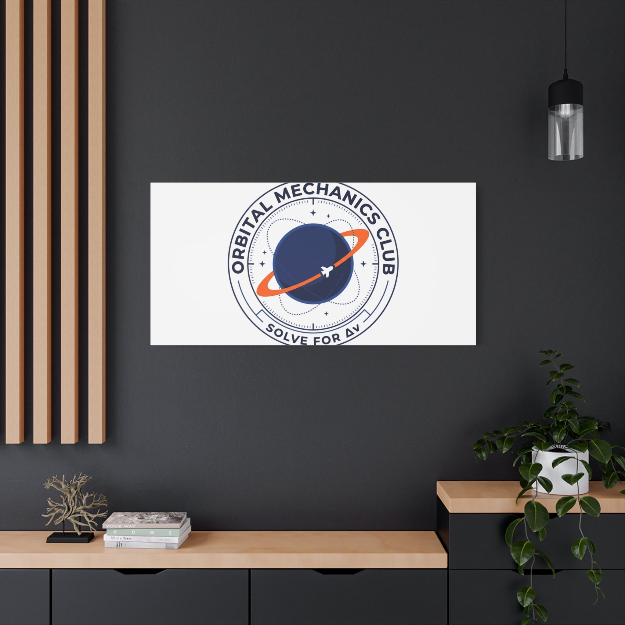 Orbital Mechanics Club Mission Patch Canvas – Space Rocket Wall Art | Astronaut & STEM Decor | Science Aesthetic Canvas
