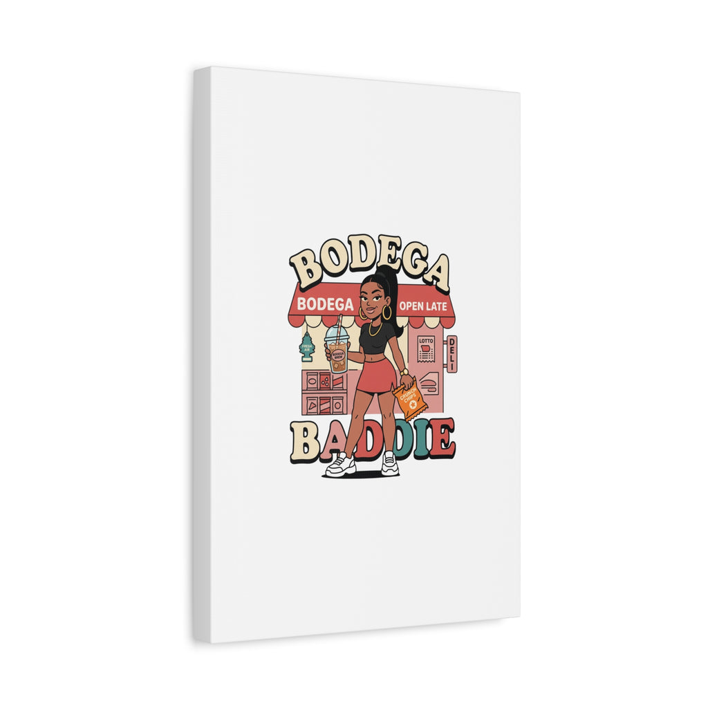 Bodega Baddie Matte Canvas Wall Art – NYC Y2K Aesthetic | Spanglish Deli Vibe | Streetwear Inspired Stretched Canvas