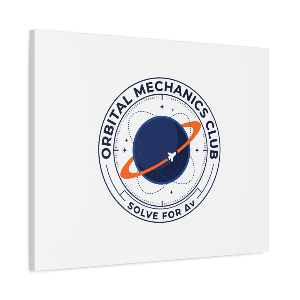 Orbital Mechanics Club Mission Patch Canvas – Space Rocket Wall Art | Astronaut & STEM Decor | Science Aesthetic Canvas