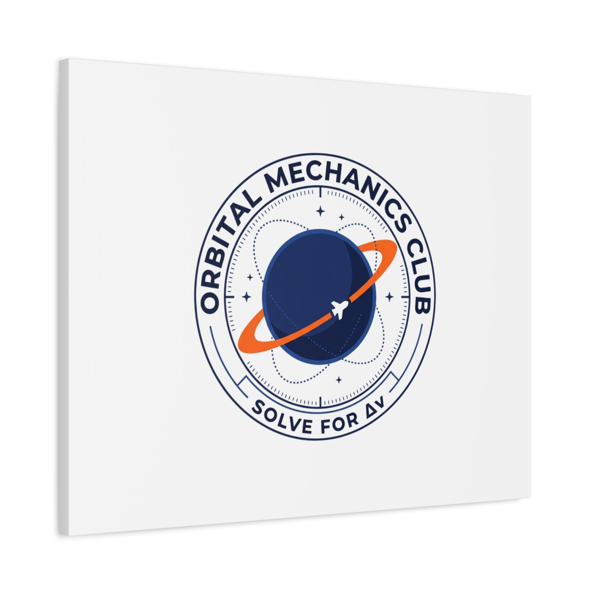 Orbital Mechanics Club Mission Patch Canvas – Space Rocket Wall Art | Astronaut & STEM Decor | Science Aesthetic Canvas