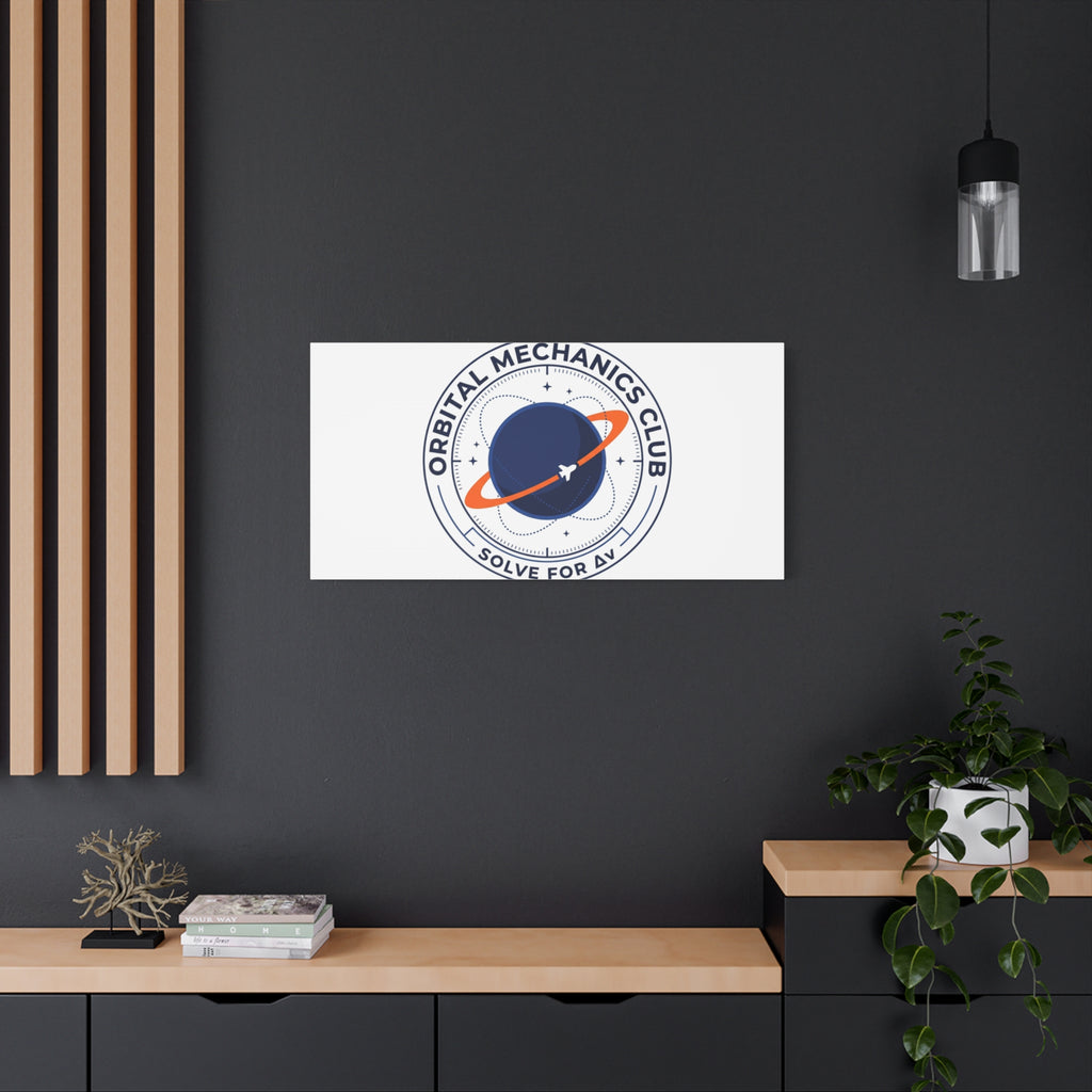 Orbital Mechanics Club Mission Patch Canvas – Space Rocket Wall Art | Astronaut & STEM Decor | Science Aesthetic Canvas