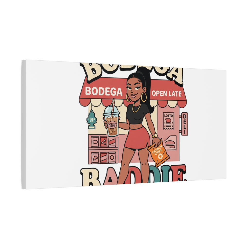 Bodega Baddie Matte Canvas Wall Art – NYC Y2K Aesthetic | Spanglish Deli Vibe | Streetwear Inspired Stretched Canvas