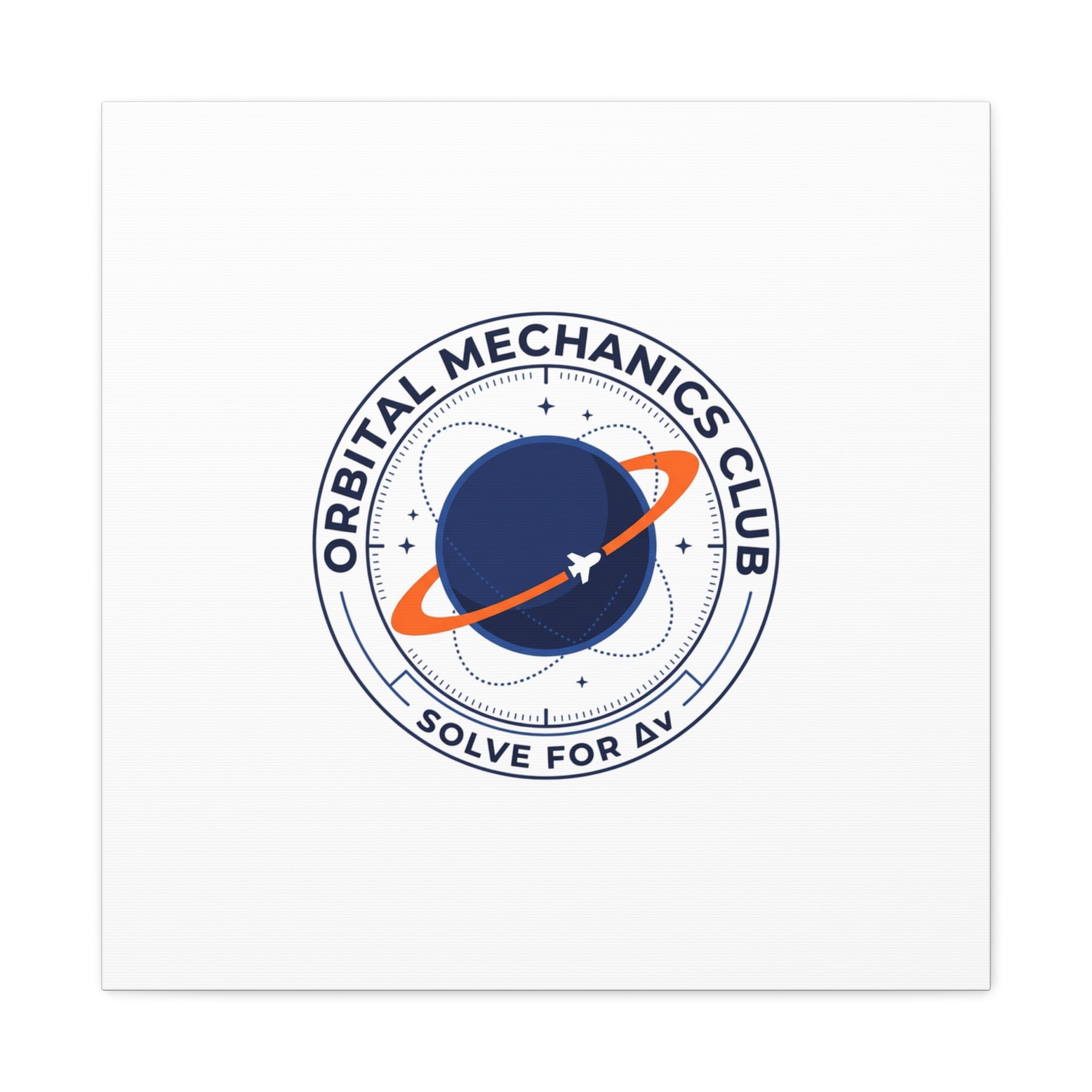 Orbital Mechanics Club Mission Patch Canvas – Space Rocket Wall Art | Astronaut & STEM Decor | Science Aesthetic Canvas