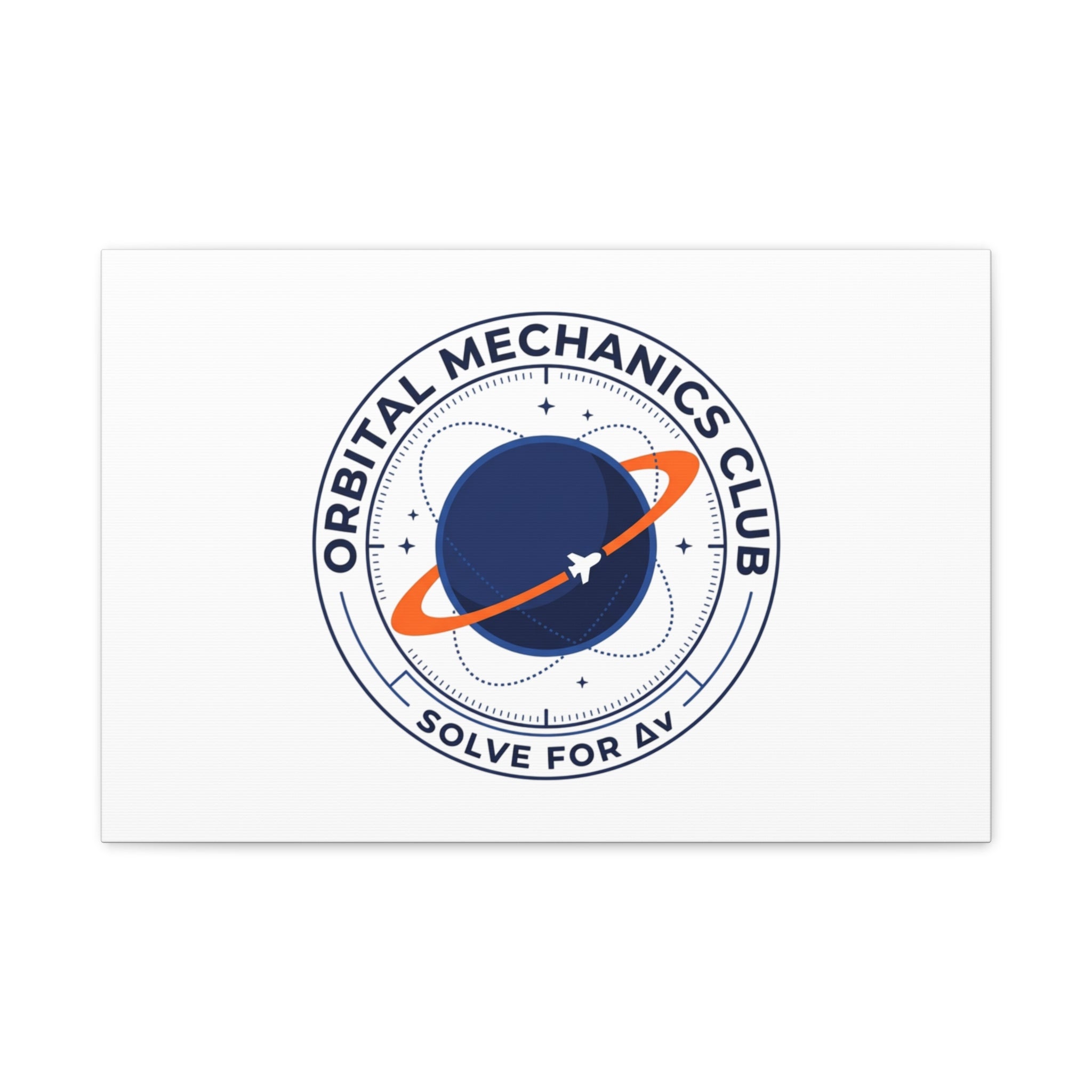 Orbital Mechanics Club Mission Patch Canvas – Space Rocket Wall Art | Astronaut & STEM Decor | Science Aesthetic Canvas