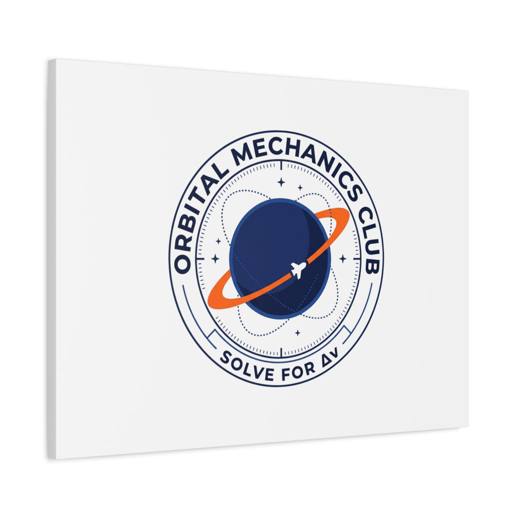 Orbital Mechanics Club Mission Patch Canvas – Space Rocket Wall Art | Astronaut & STEM Decor | Science Aesthetic Canvas