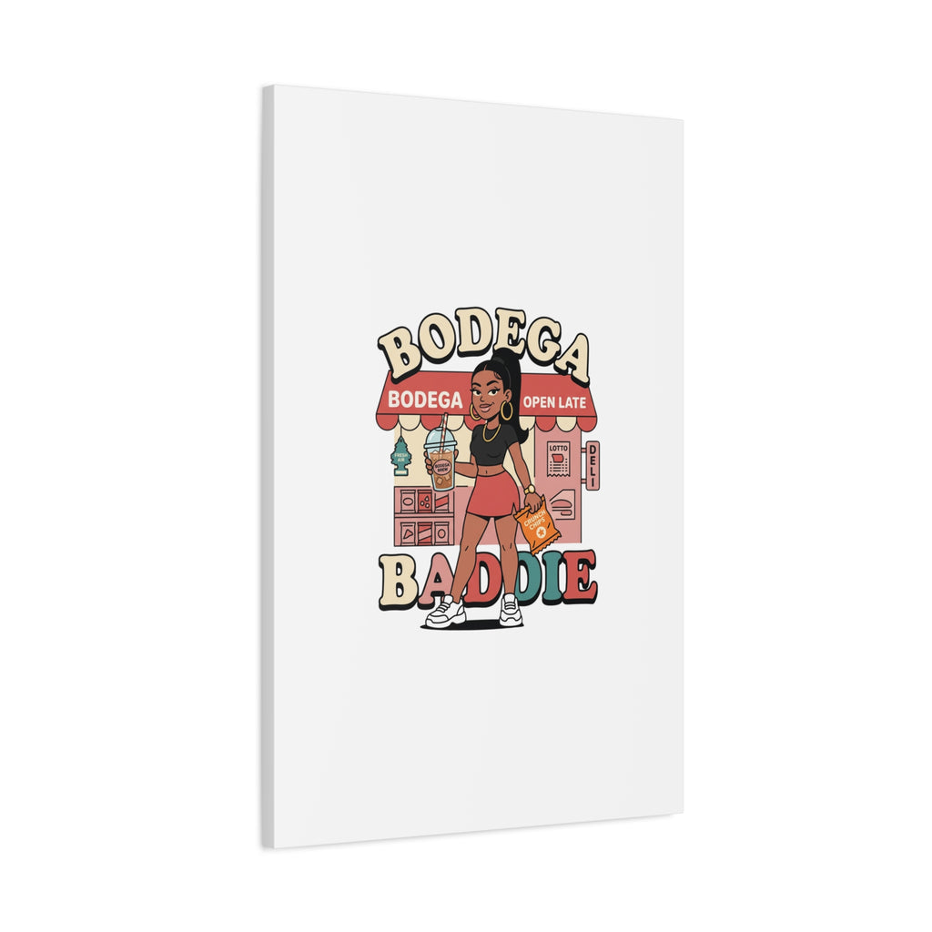 Bodega Baddie Matte Canvas Wall Art – NYC Y2K Aesthetic | Spanglish Deli Vibe | Streetwear Inspired Stretched Canvas