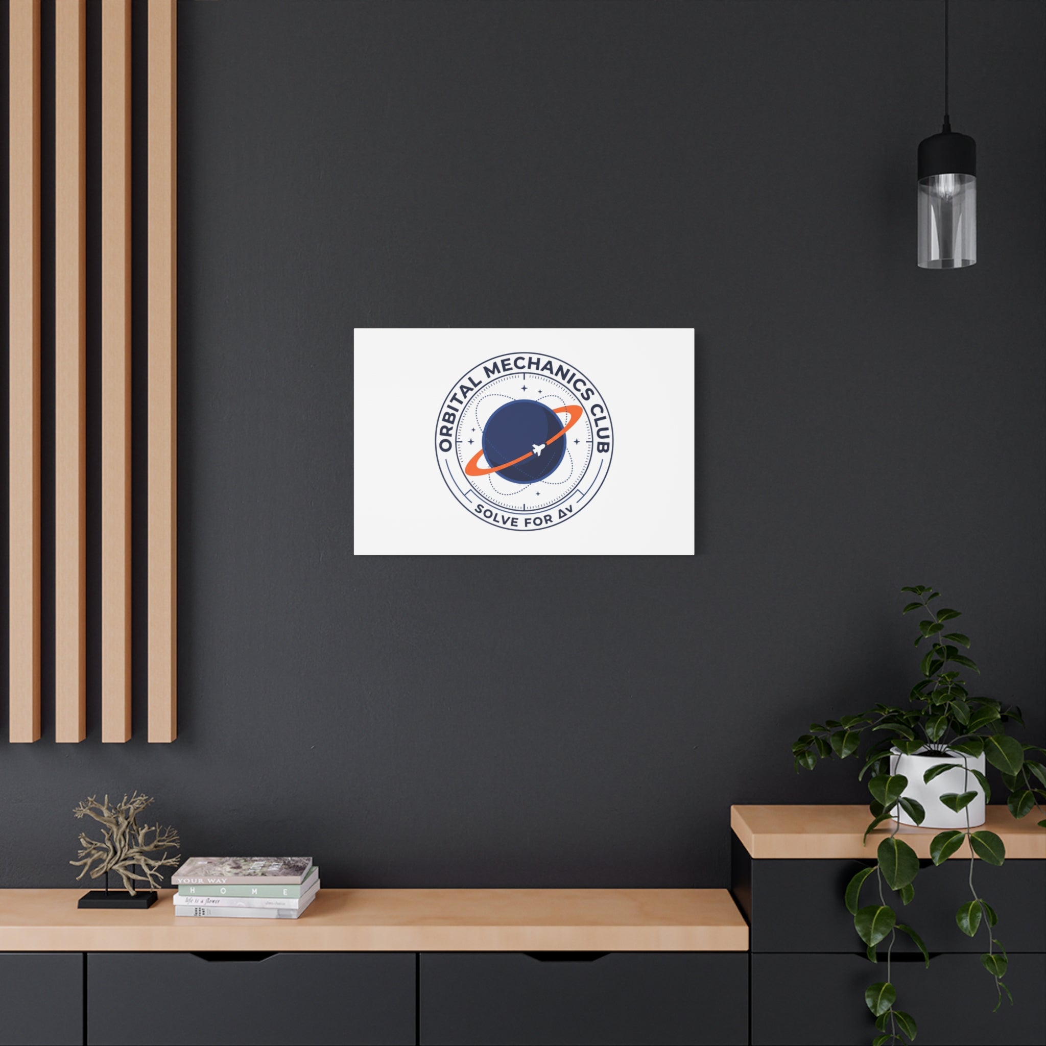 Orbital Mechanics Club Mission Patch Canvas – Space Rocket Wall Art | Astronaut & STEM Decor | Science Aesthetic Canvas