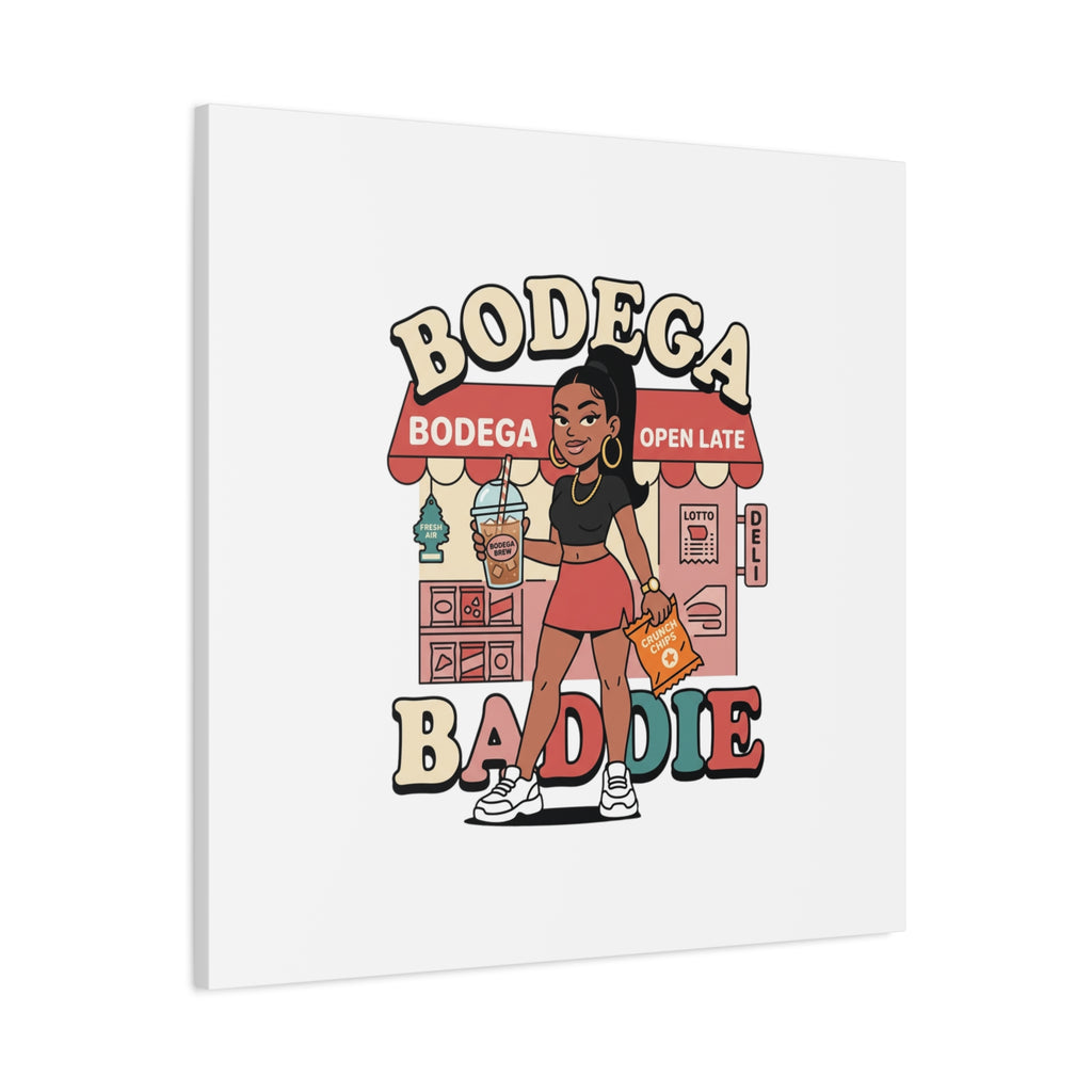 Bodega Baddie Matte Canvas Wall Art – NYC Y2K Aesthetic | Spanglish Deli Vibe | Streetwear Inspired Stretched Canvas