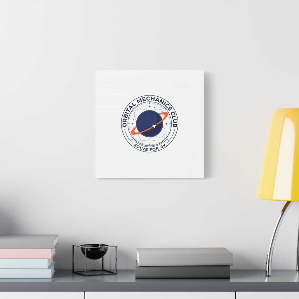 Orbital Mechanics Club Mission Patch Canvas – Space Rocket Wall Art | Astronaut & STEM Decor | Science Aesthetic Canvas