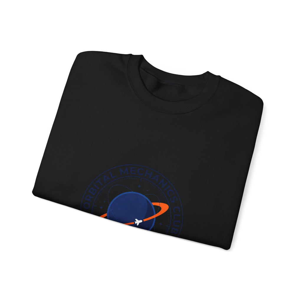Orbital Mechanics Club Crewneck Sweatshirt – Space Mission Patch Pullover | Astronomy & Science Graphic | STEM Apparel