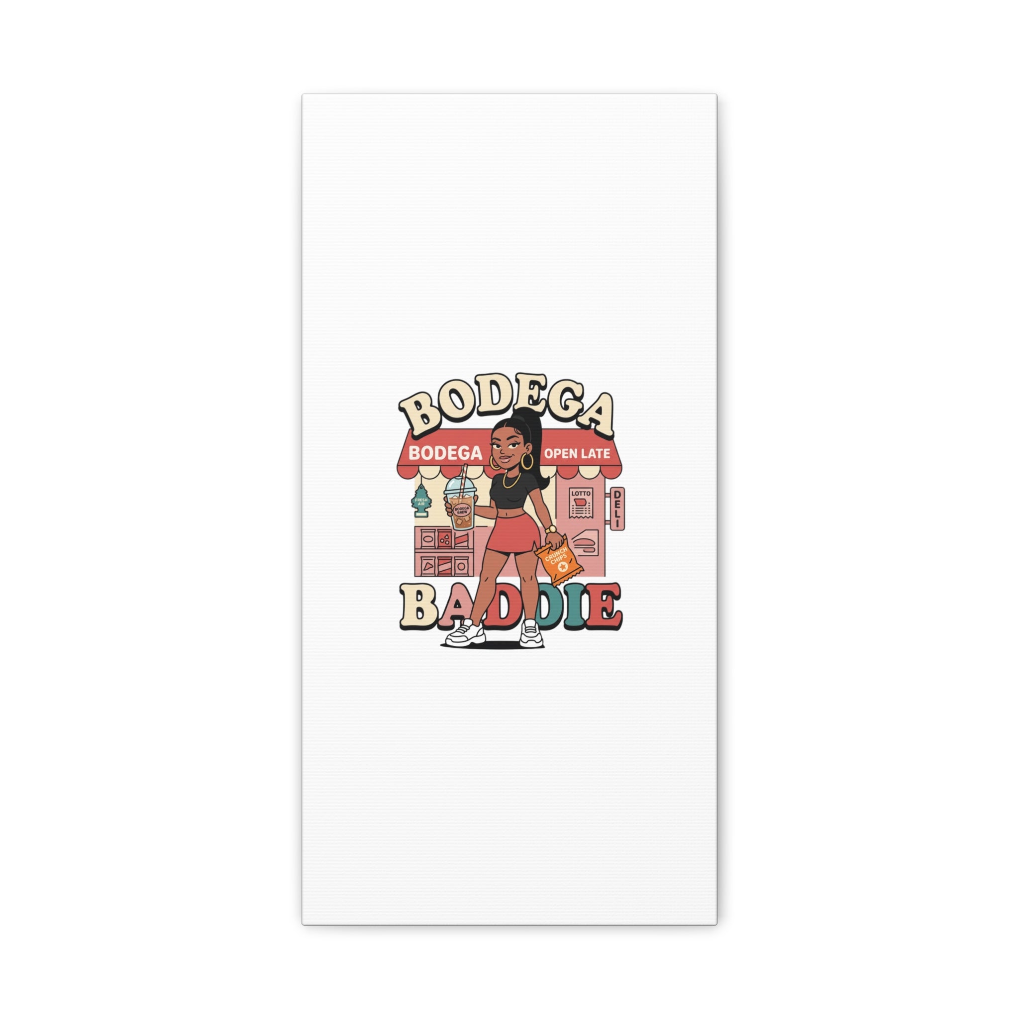 Bodega Baddie Matte Canvas Wall Art – NYC Y2K Aesthetic | Spanglish Deli Vibe | Streetwear Inspired Stretched Canvas