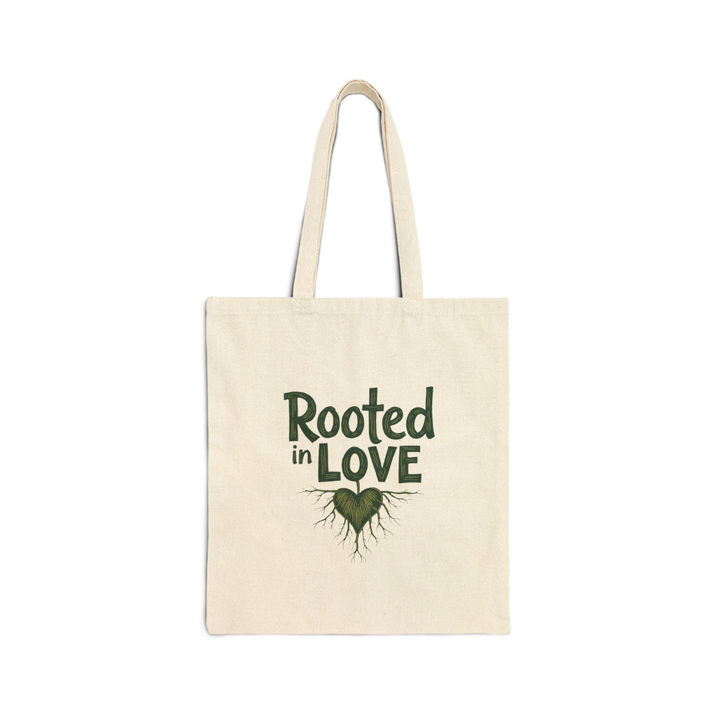 Rooted in LOVE Canvas Tote Bag – Eco-Friendly Inspirational Carryall | Durable Cotton Shopper