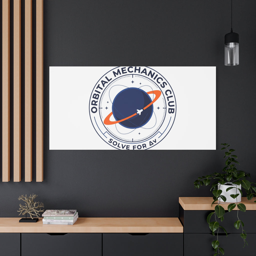 Orbital Mechanics Club Mission Patch Canvas – Space Rocket Wall Art | Astronaut & STEM Decor | Science Aesthetic Canvas