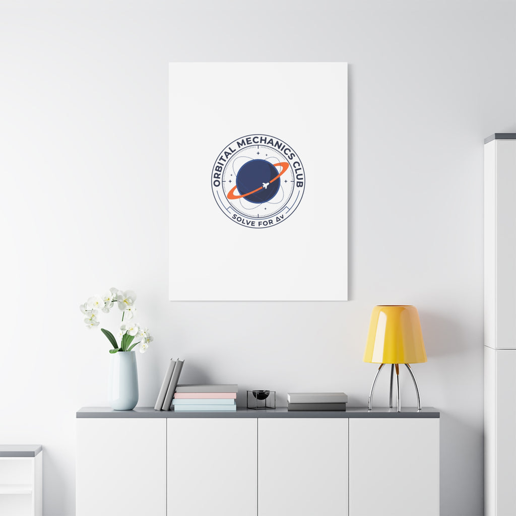 Orbital Mechanics Club Mission Patch Canvas – Space Rocket Wall Art | Astronaut & STEM Decor | Science Aesthetic Canvas