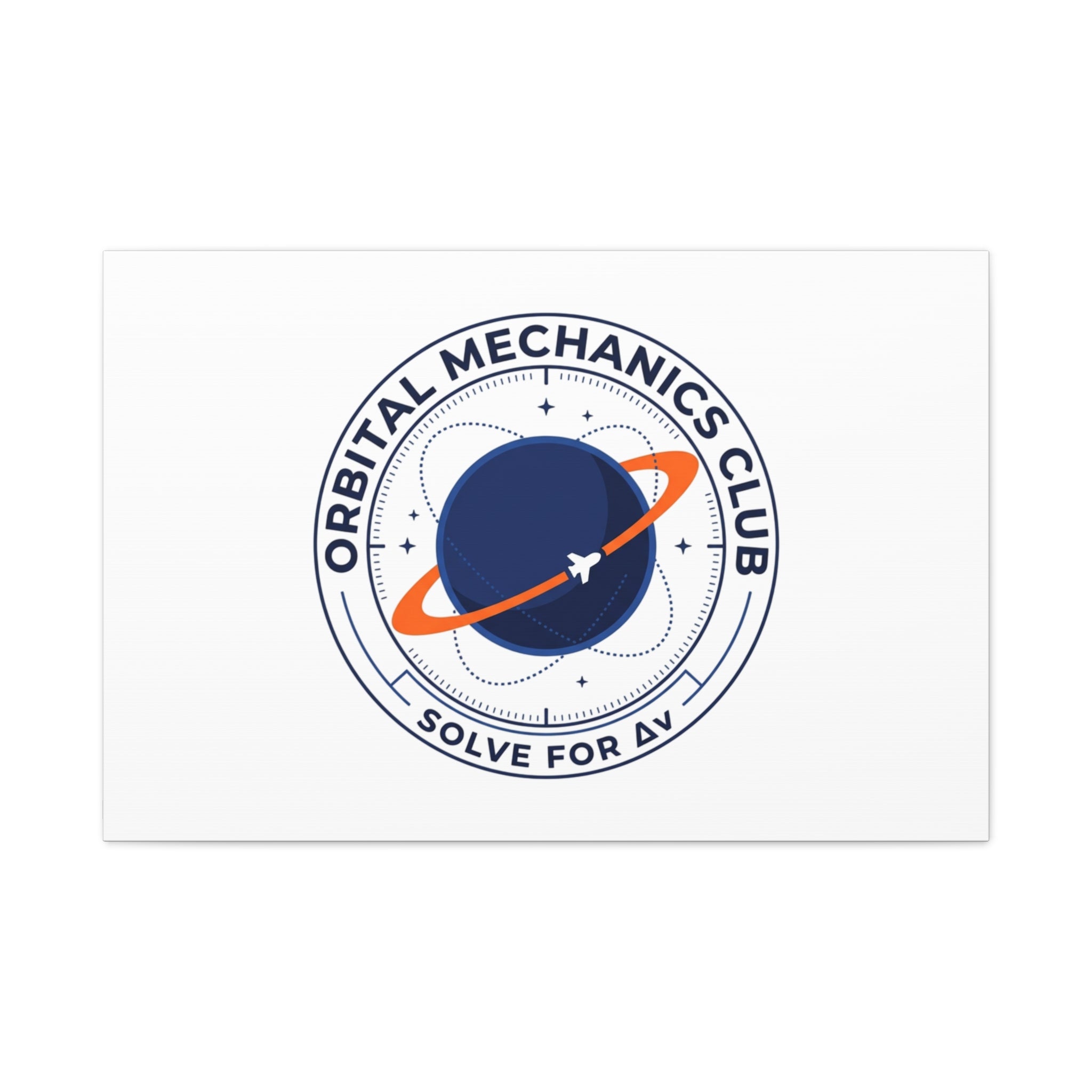 Orbital Mechanics Club Mission Patch Canvas – Space Rocket Wall Art | Astronaut & STEM Decor | Science Aesthetic Canvas