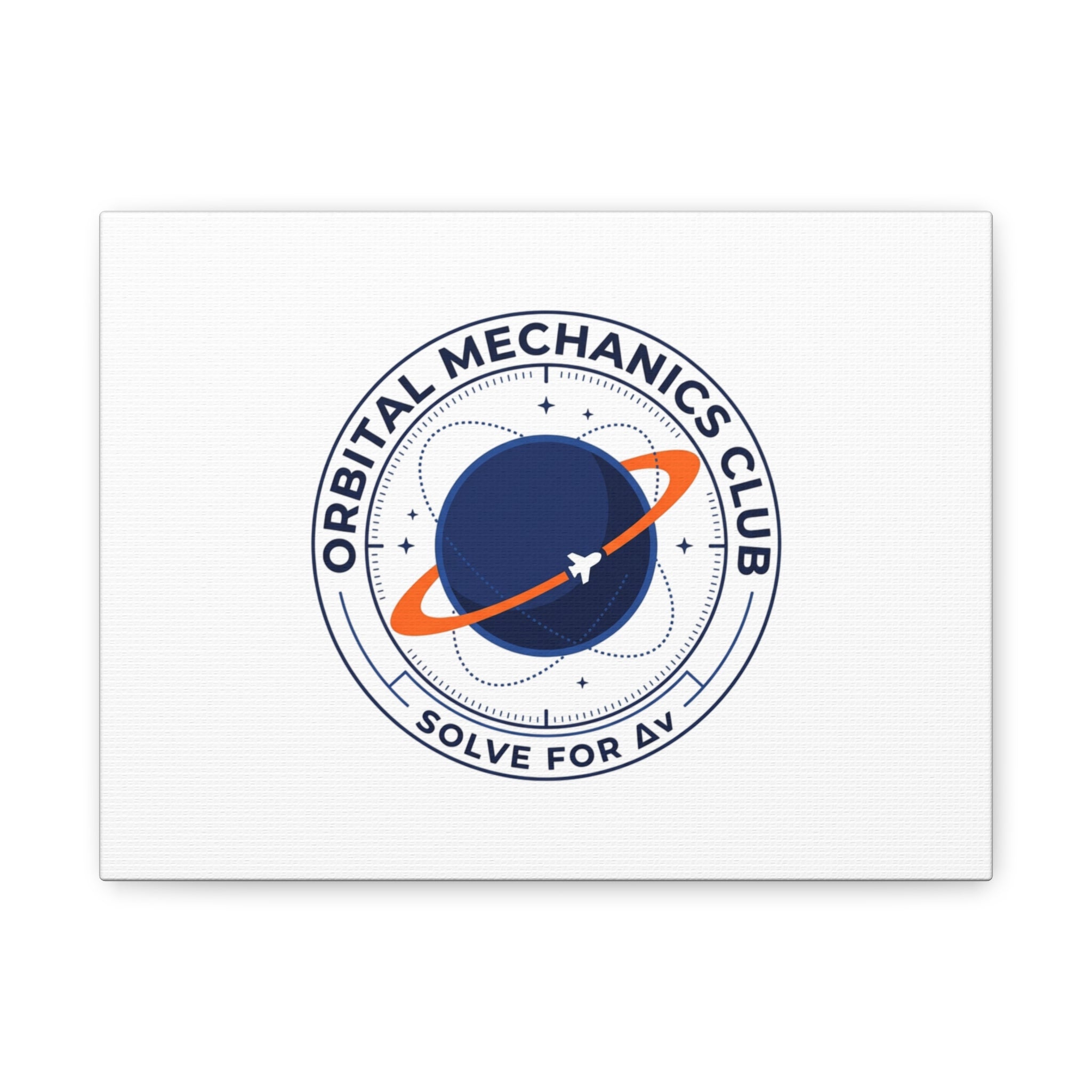 Orbital Mechanics Club Mission Patch Canvas – Space Rocket Wall Art | Astronaut & STEM Decor | Science Aesthetic Canvas