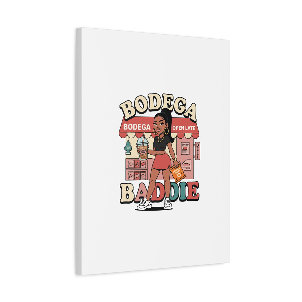 Bodega Baddie Matte Canvas Wall Art – NYC Y2K Aesthetic | Spanglish Deli Vibe | Streetwear Inspired Stretched Canvas