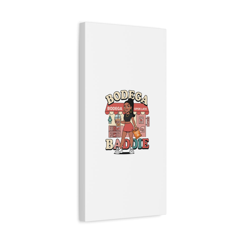Bodega Baddie Matte Canvas Wall Art – NYC Y2K Aesthetic | Spanglish Deli Vibe | Streetwear Inspired Stretched Canvas