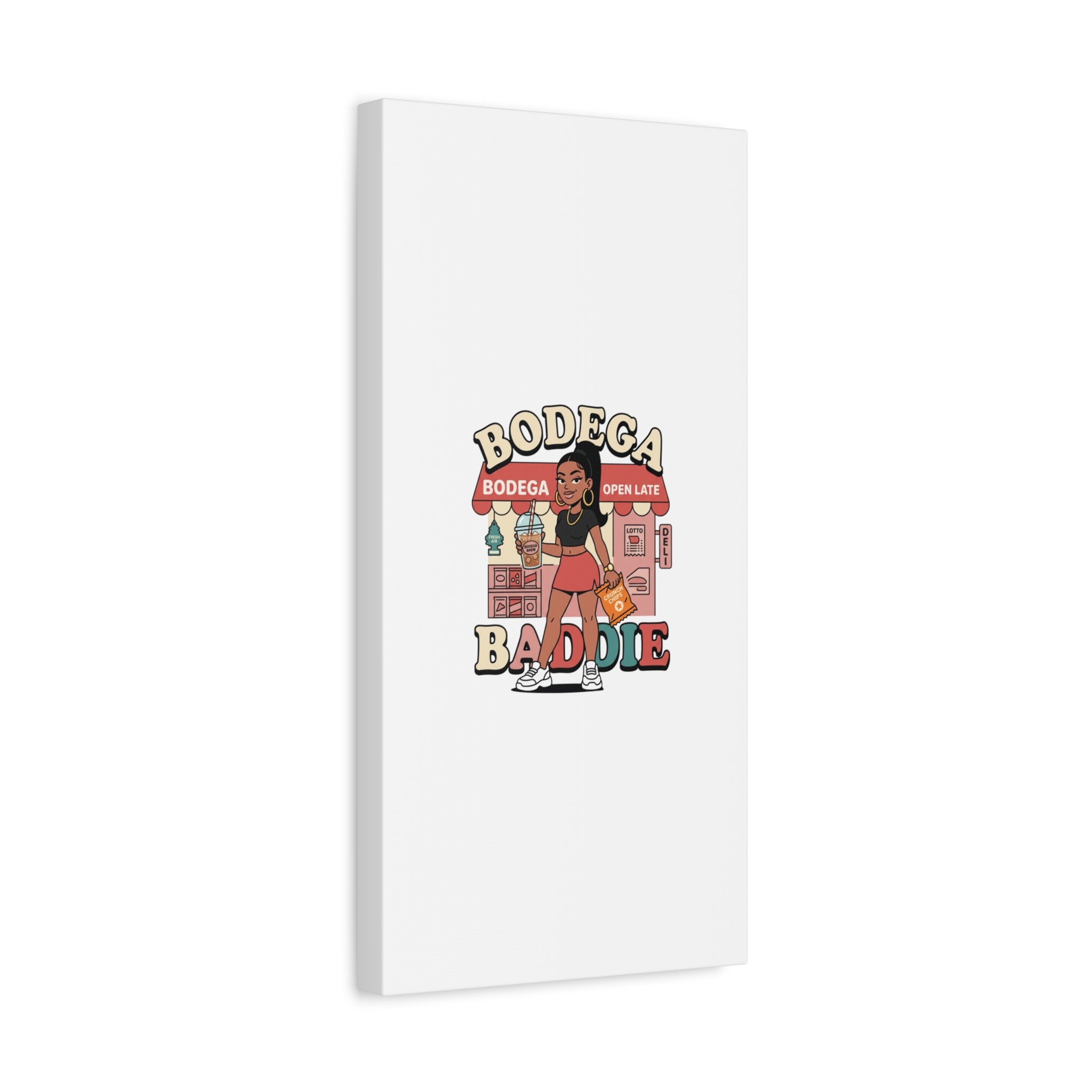 Bodega Baddie Matte Canvas Wall Art – NYC Y2K Aesthetic | Spanglish Deli Vibe | Streetwear Inspired Stretched Canvas