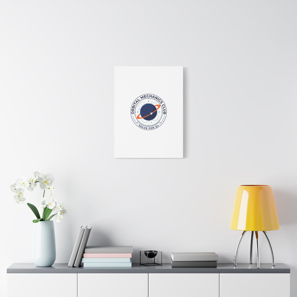 Orbital Mechanics Club Mission Patch Canvas – Space Rocket Wall Art | Astronaut & STEM Decor | Science Aesthetic Canvas