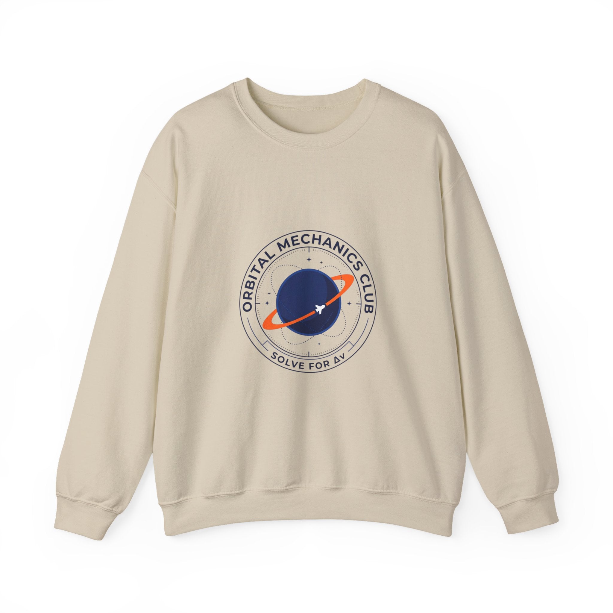 Orbital Mechanics Club Crewneck Sweatshirt – Space Mission Patch Pullover | Astronomy & Science Graphic | STEM Apparel