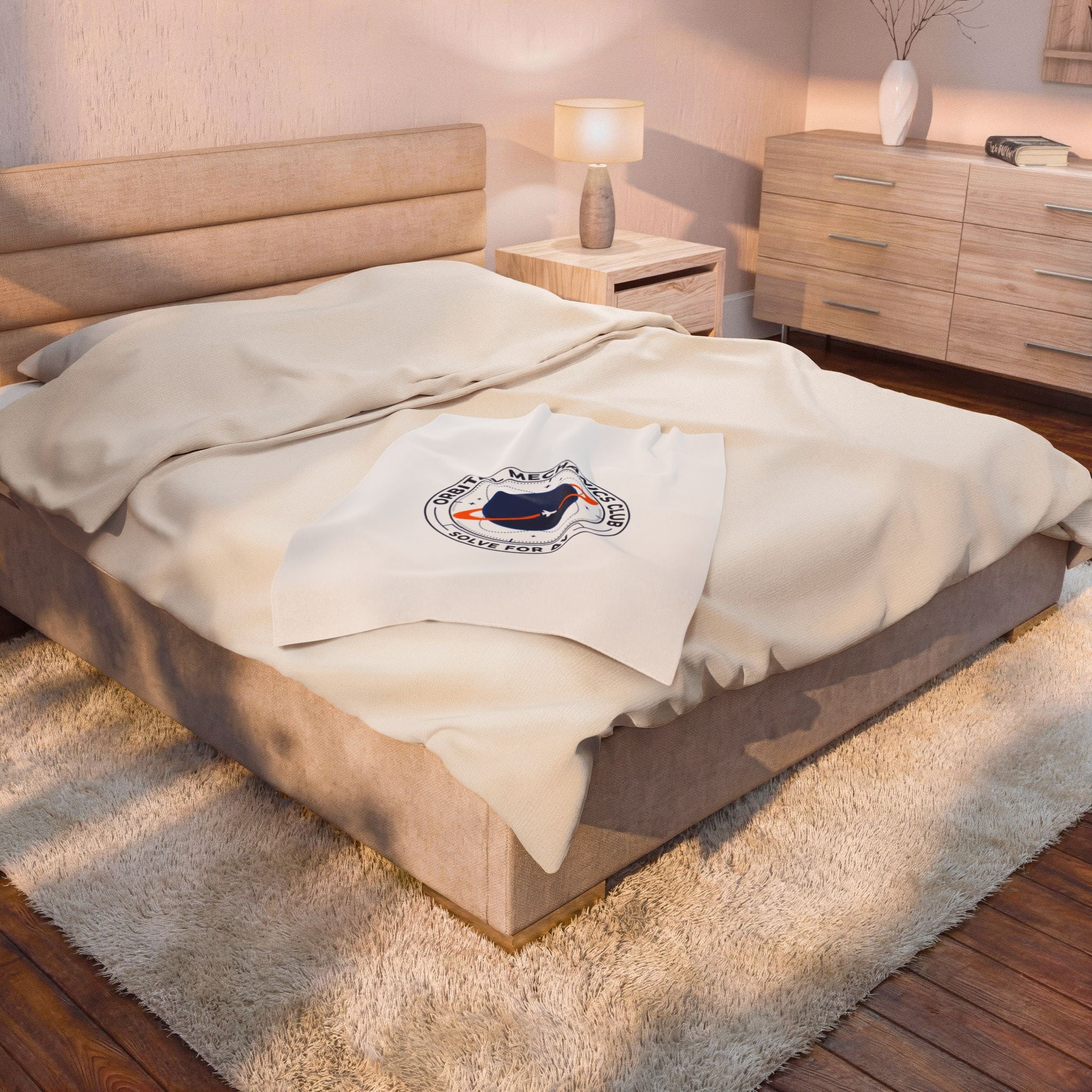 Orbital Mechanics Club Mission Patch Blanket – Space Rocket Throw | STEM & Astronomy Aesthetic | Soft Cozy Science Blanket