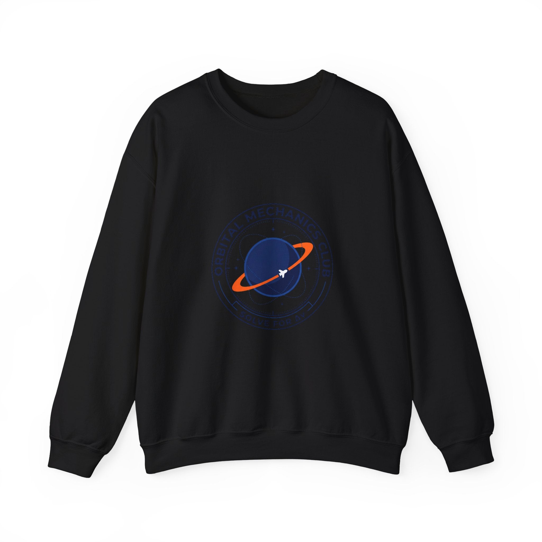 Orbital Mechanics Club Crewneck Sweatshirt – Space Mission Patch Pullover | Astronomy & Science Graphic | STEM Apparel